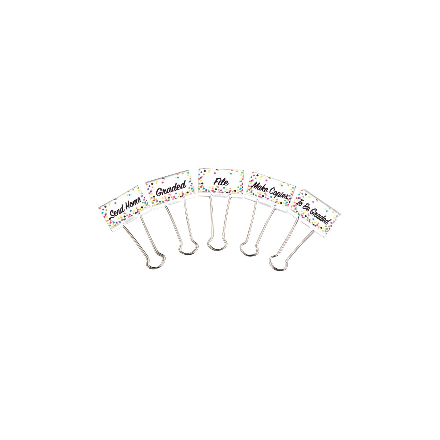 Teacher Created Resources® Confetti Binder Clips, Large, Classroom Management, Pack of 5