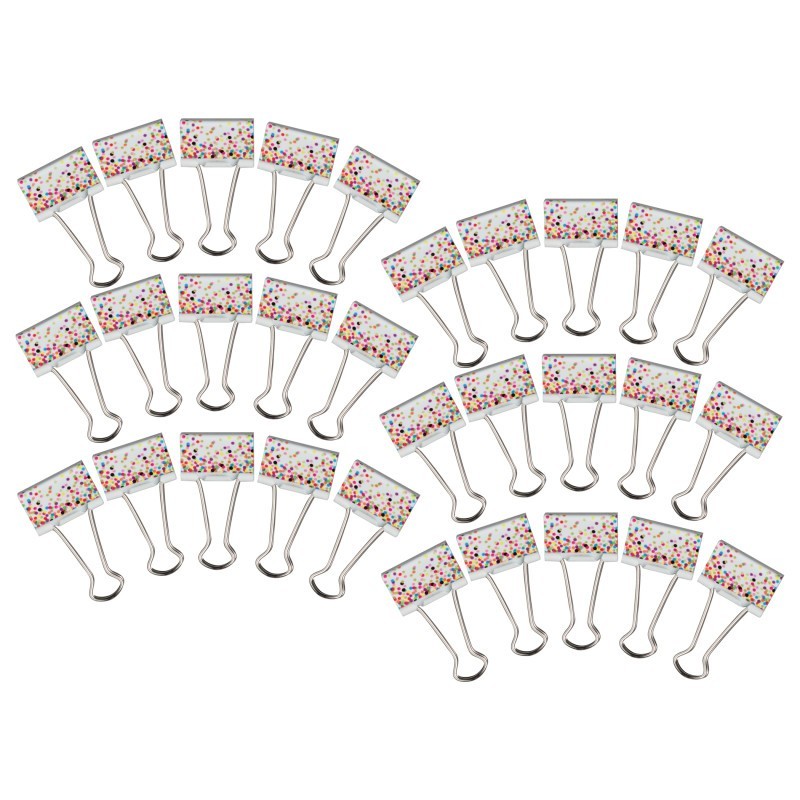 Teacher Created Resources® Confetti Binder Clips, Medium, 8 Per Pack, 6 Packs