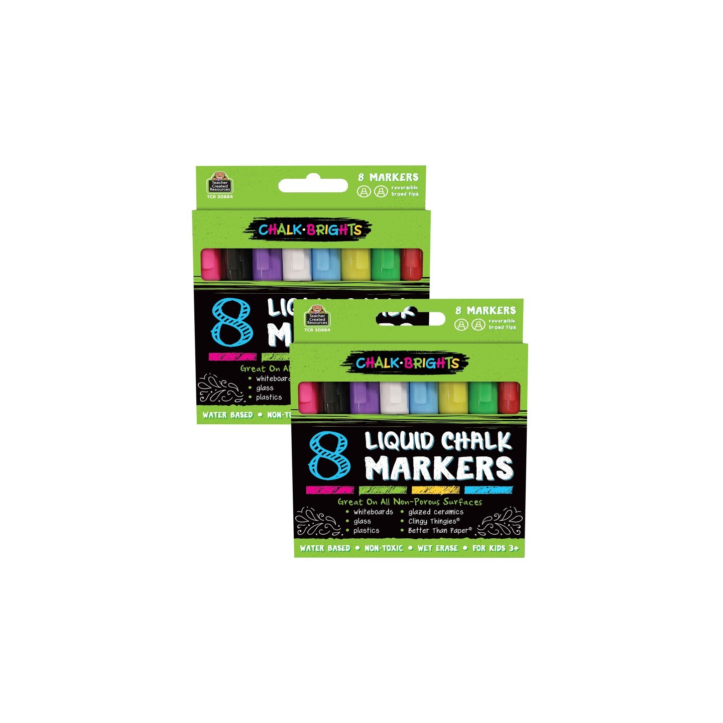 Teacher Created Resources® Chalk Brights Liquid Chalk Markers, 8 Per Pack, 2 Packs