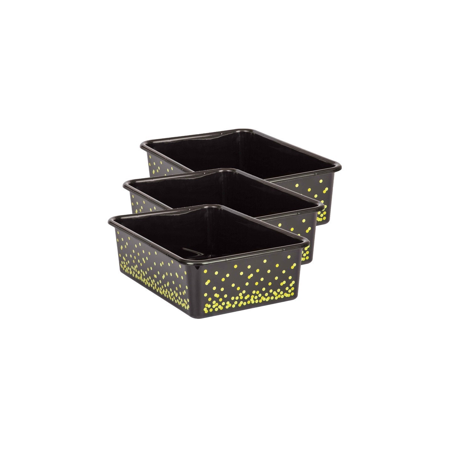 Teacher Created Resources® Black Confetti Large Plastic Storage Bin, Pack of 3