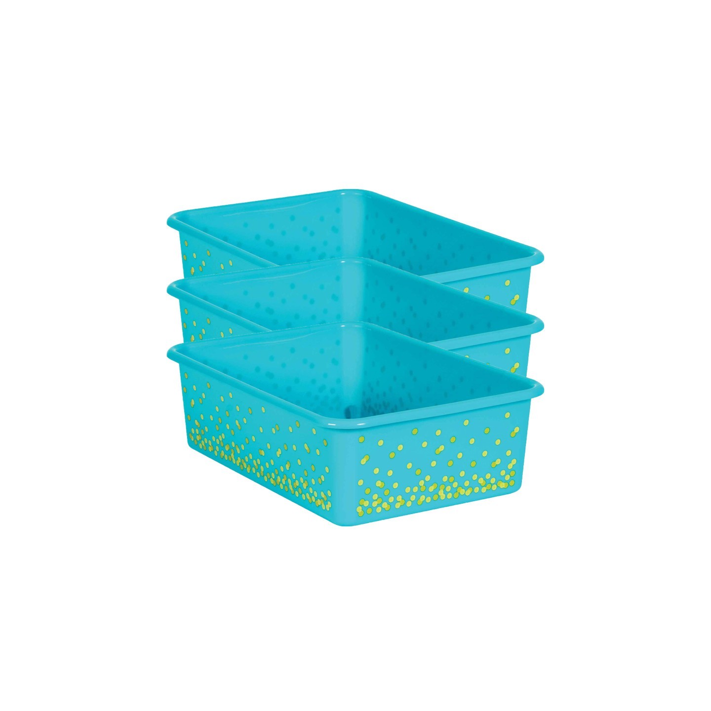Teacher Created Resources® Teal Confetti Large Plastic Storage Bin, Pack of 3