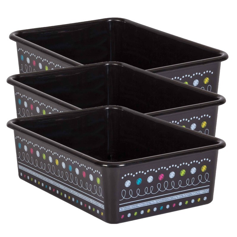 Teacher Created Resources® Chalkboard Brights Large Plastic Storage Bin, Pack of 3