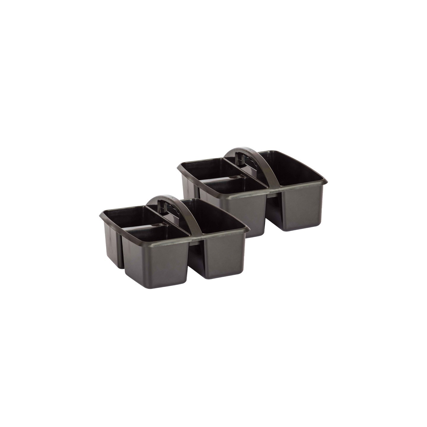 Teacher Created Resources® Plastic Storage Caddy, 9" L x 9-1/4" W x 5-1/4" H, Black, Pack of 2