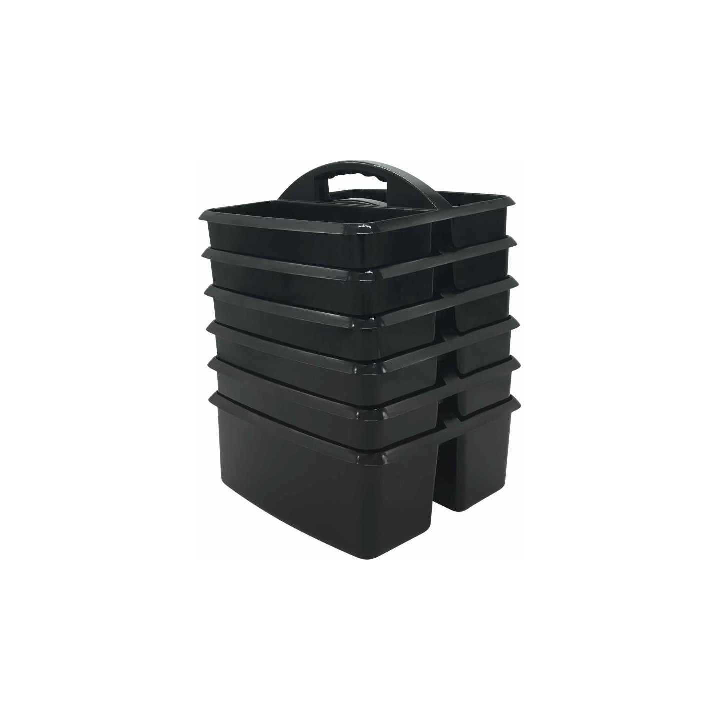 Teacher Created Resources® Plastic Storage Caddy, Black, Pack of 6