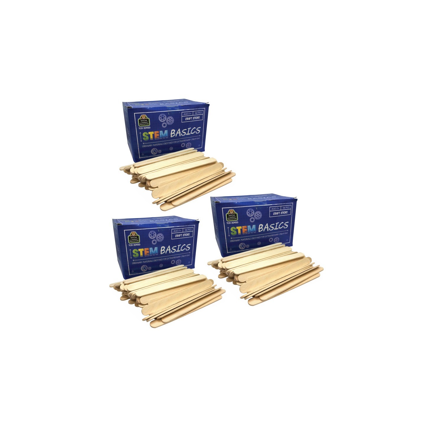 Teacher Created Resources® STEM Basics: Craft Sticks, 500 Per Pack, 3 Packs