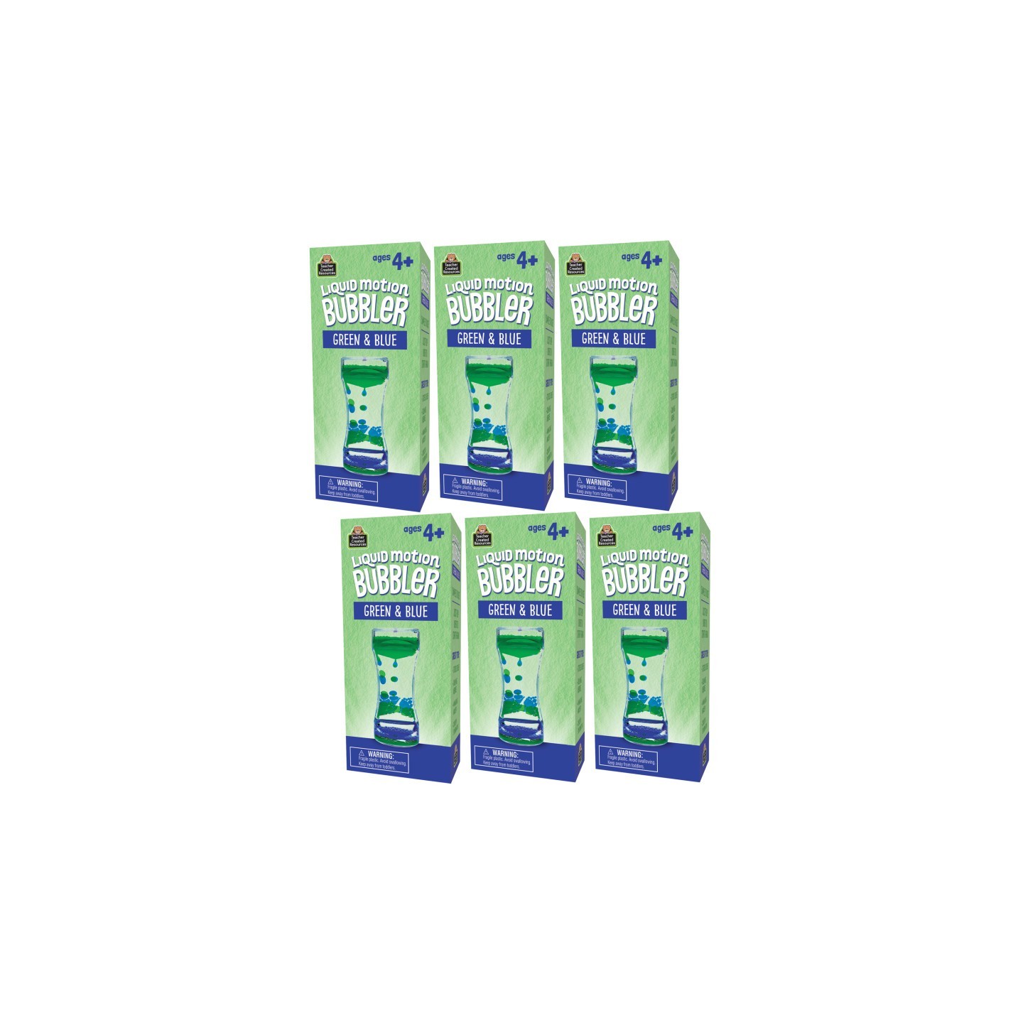 Teacher Created Resources® Liquid Motion Bubbler, Green & Blue, Pack of 6