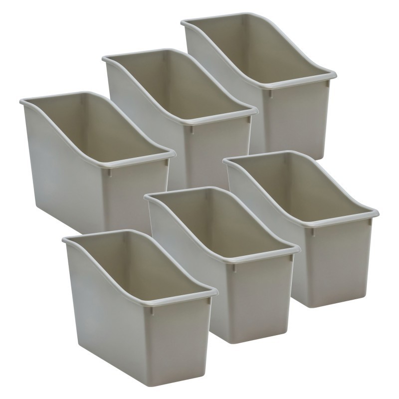 Teacher Created Resources® Plastic Book Bin, Gray, Pack of 6