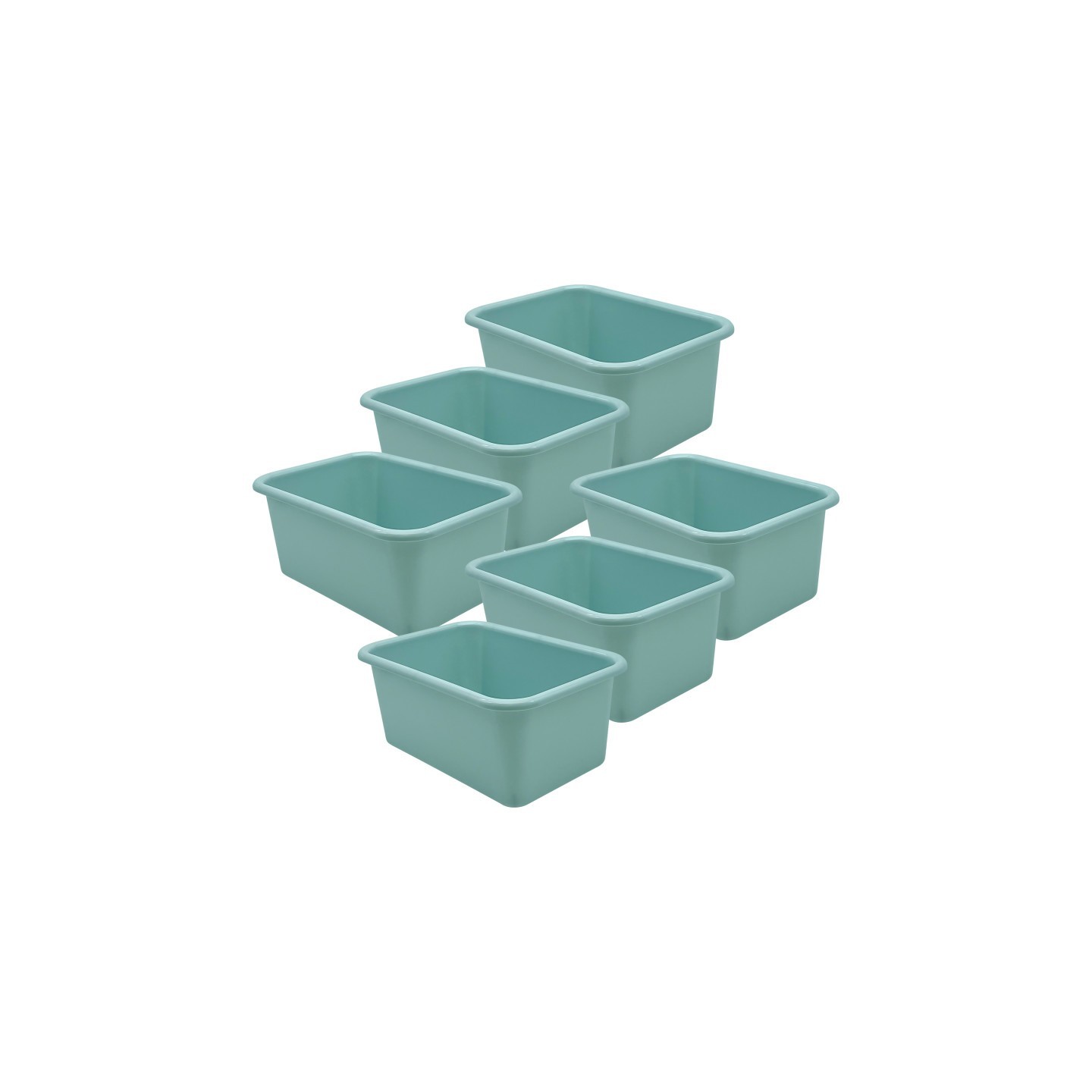 Teacher Created Resources® Small Plastic Storage Bin, Calming Blue, Pack of 6