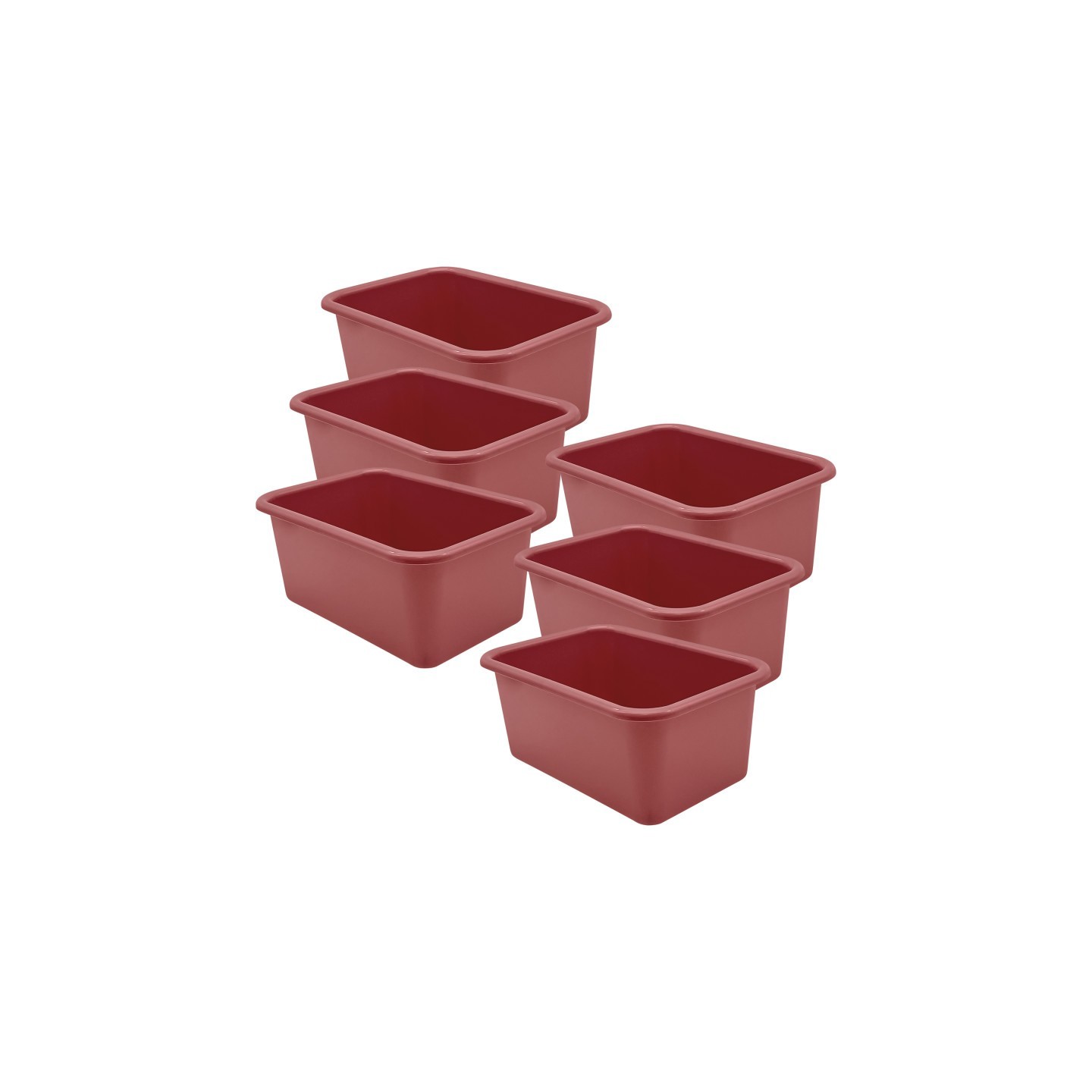 Teacher Created Resources® Small Plastic Storage Bin, Deep Rose, Pack of 6