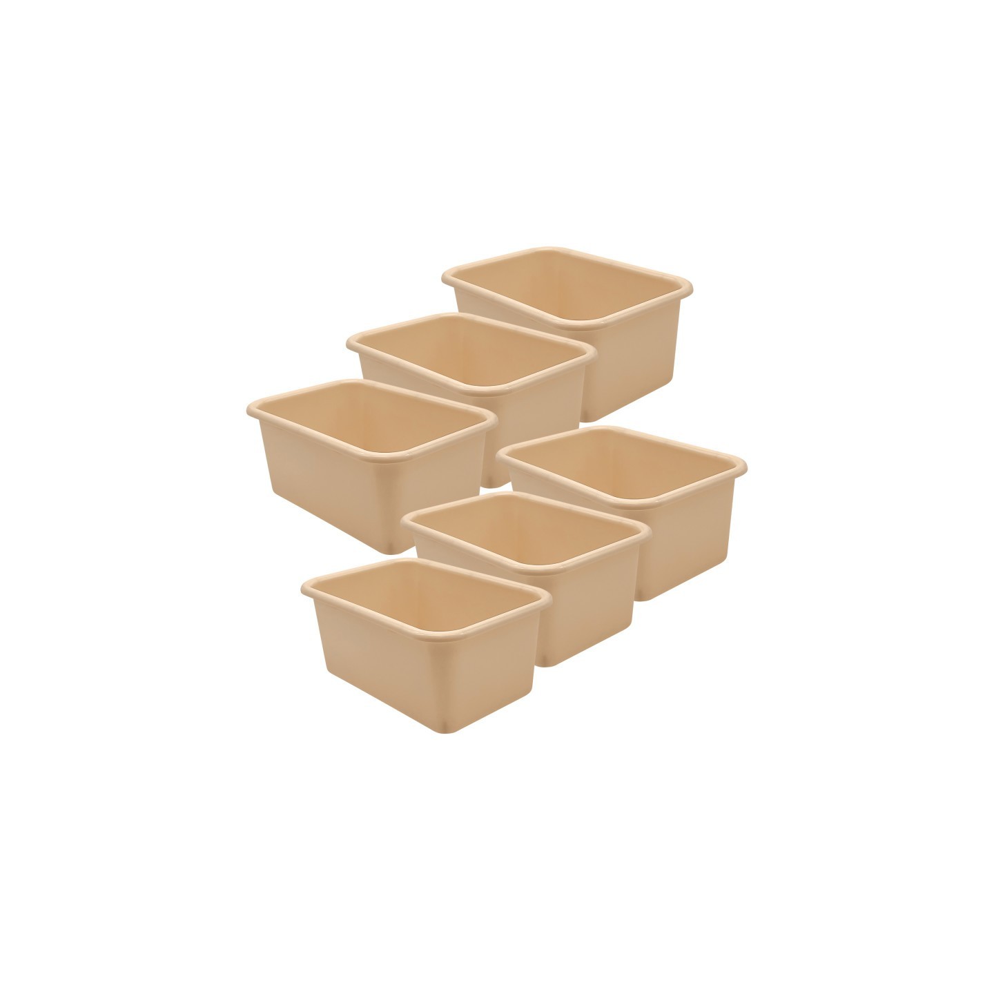 Teacher Created Resources® Small Plastic Storage Bin, Light Brown, Pack of 6