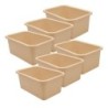 Teacher Created Resources® Small Plastic Storage Bin, Light Brown, Pack of 6