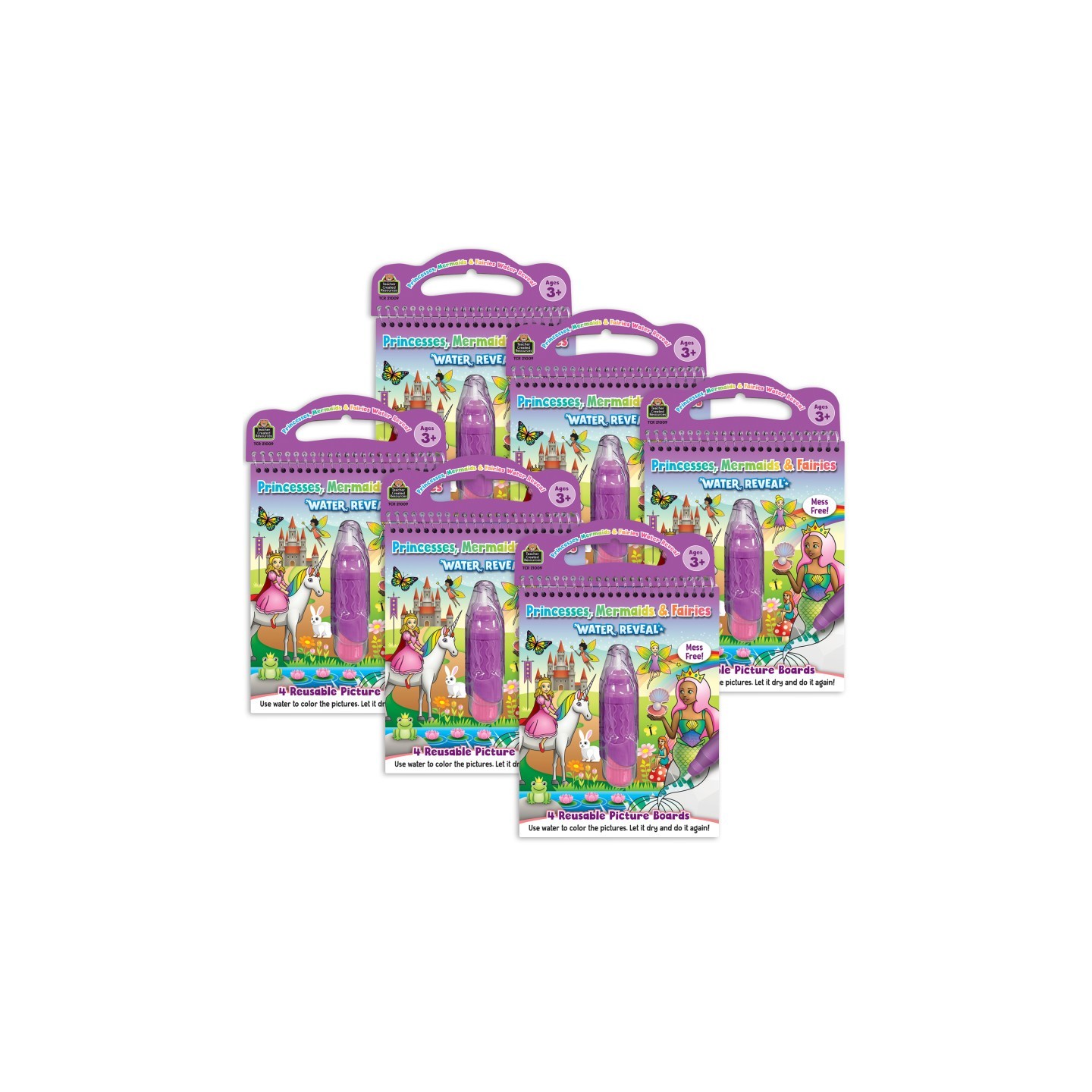 Teacher Created Resources® Princesses, Mermaids & Fairies Water Reveal Book, 6 Sets