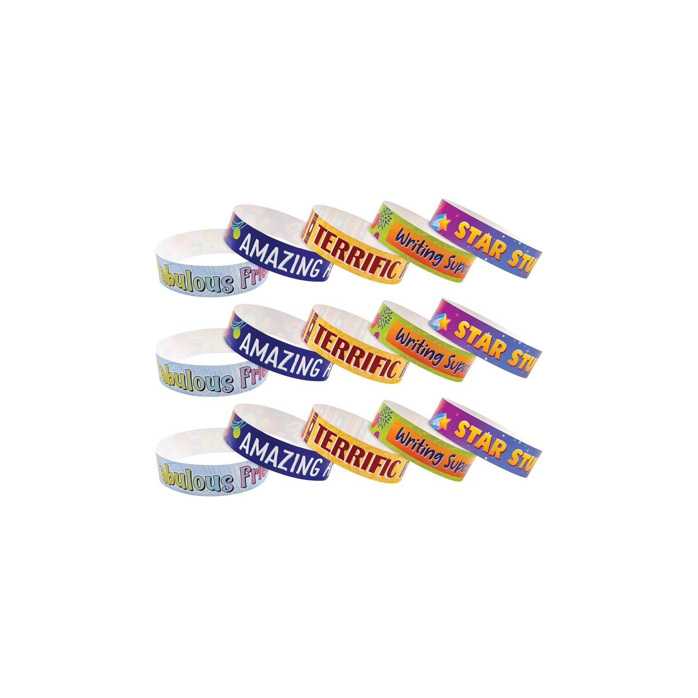 Teacher Created Resources® Positive Reinforcement Brag Bracelets, 10 Designs, 100 Per Pack, 3 Packs