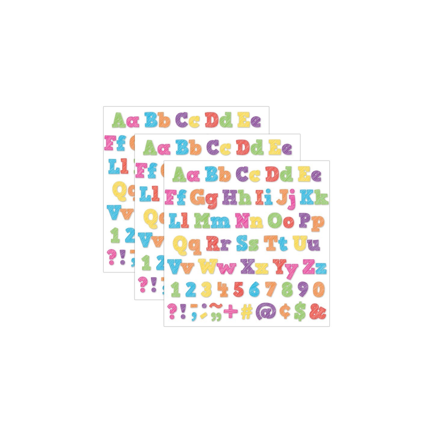 Teacher Created Resources® Scribble Bold Block 4" Letters Combo Pack, 230 Characters Per Pack, 3 Packs