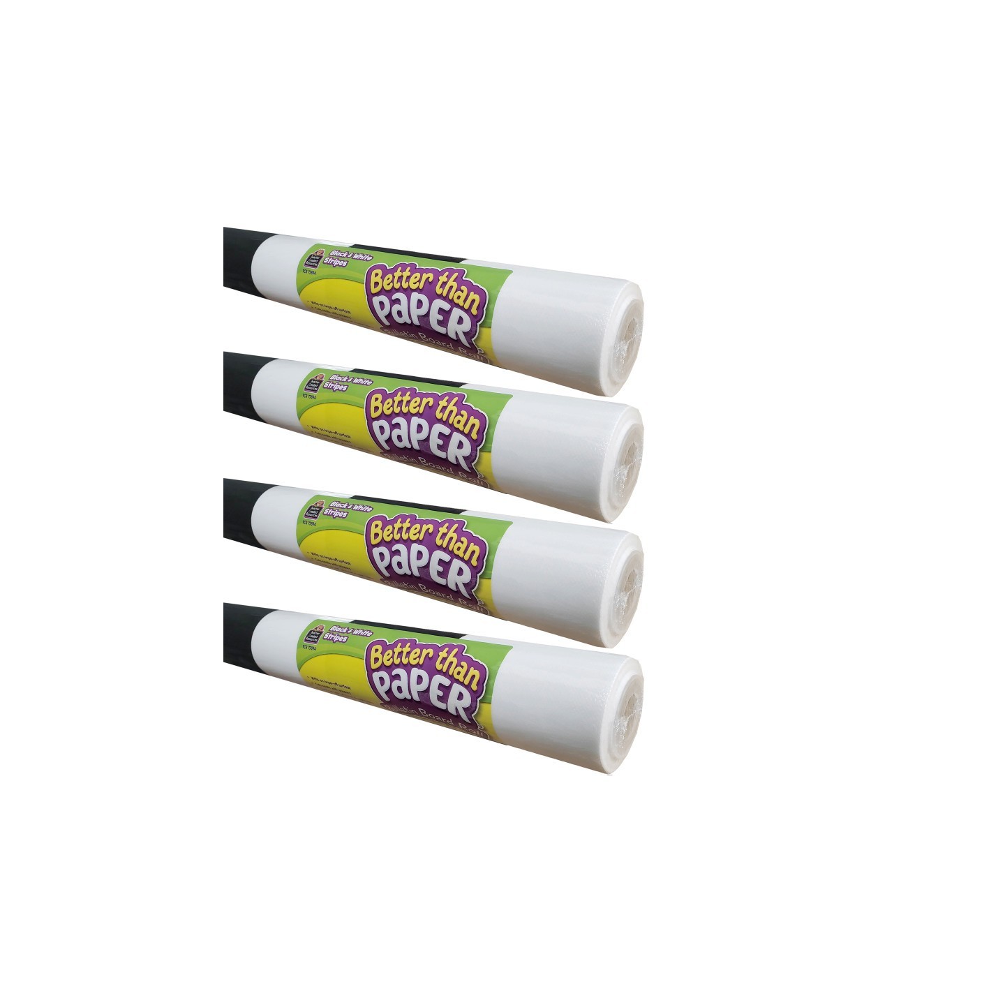 Teacher Created Resources® Better Than Paper® Bulletin Board Roll, 4' x 12', Black & White Stripes, Pack of 4