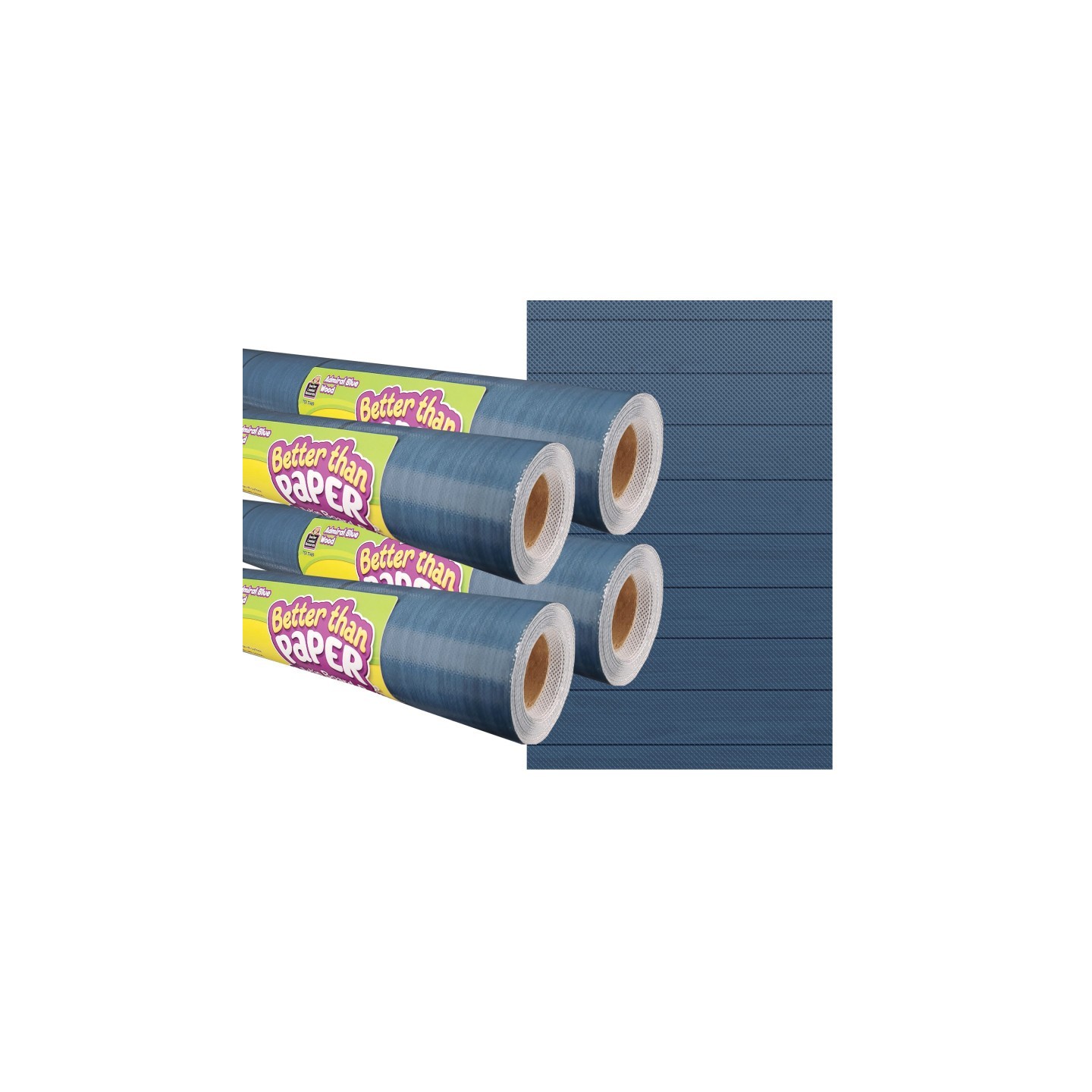 Teacher Created Resources® Admiral Blue Wood Better Than Paper Bulletin Board Roll, 4' x 12', Pack of 4