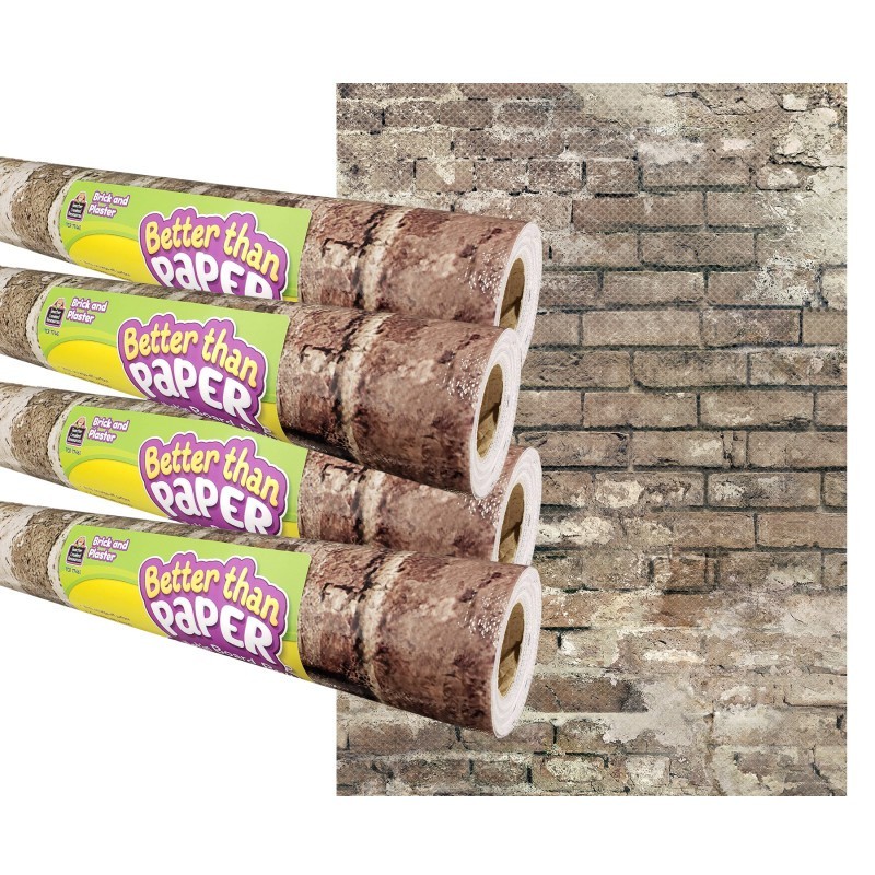 Teacher Created Resources® Brick and Plaster Better Than Paper Bulletin Board Roll, 4' x 12', Pack of 4