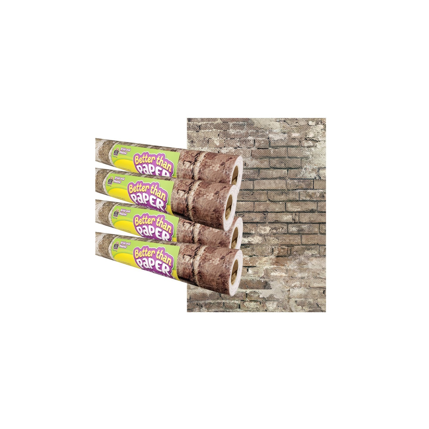 Teacher Created Resources® Brick and Plaster Better Than Paper Bulletin Board Roll, 4' x 12', Pack of 4
