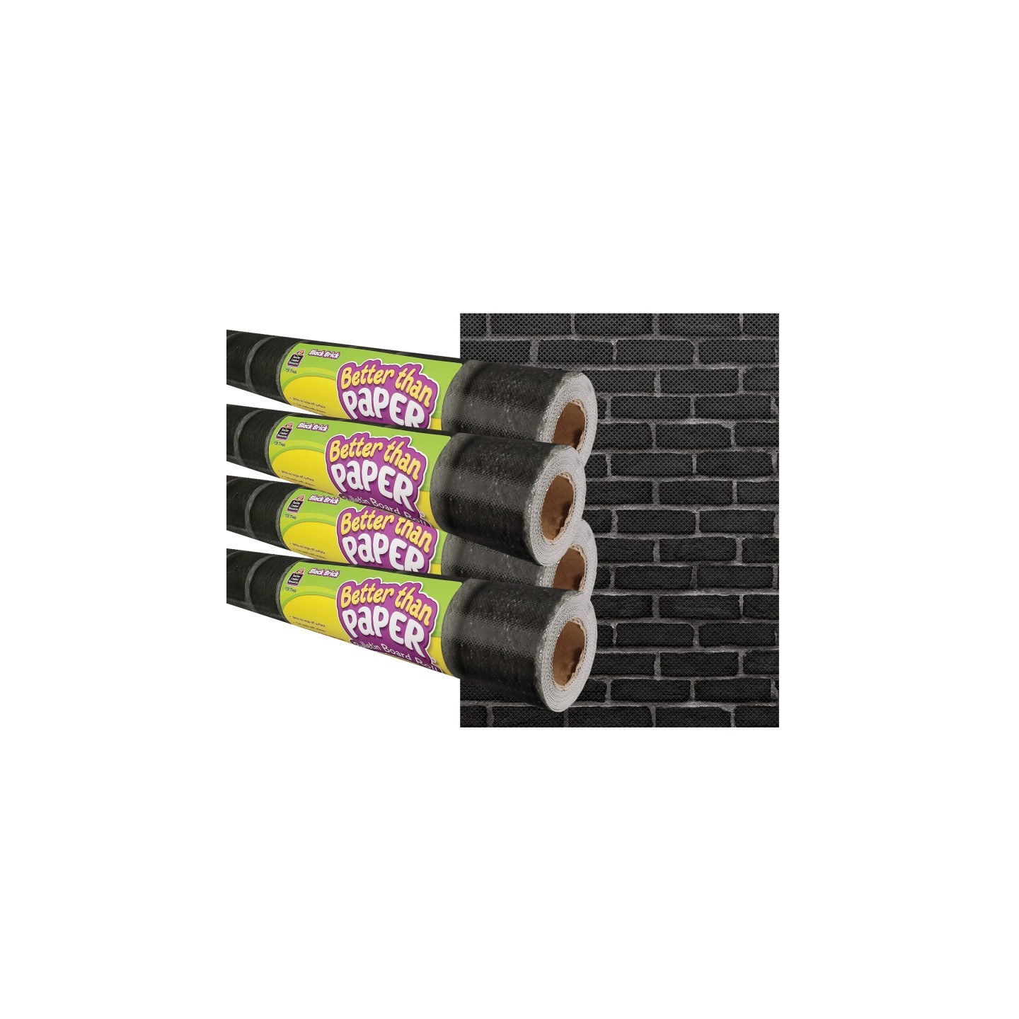 Teacher Created Resources® Black Brick Better Than Paper Bulletin Board Roll, 4' x 12', Pack of 4