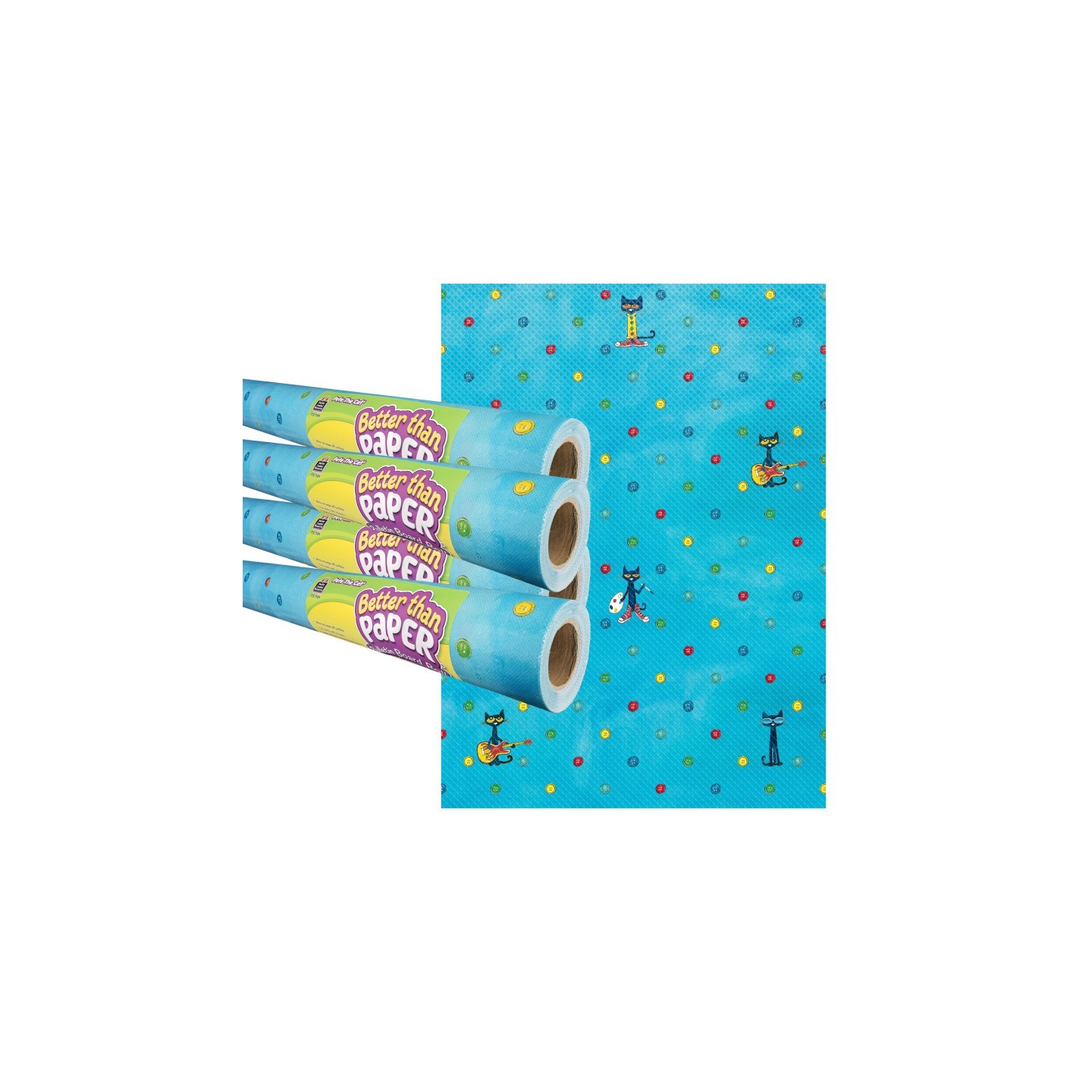 Teacher Created Resources® Pete the Cat Better Than Paper Bulletin Board Roll, 4' x 12', Pack of 4