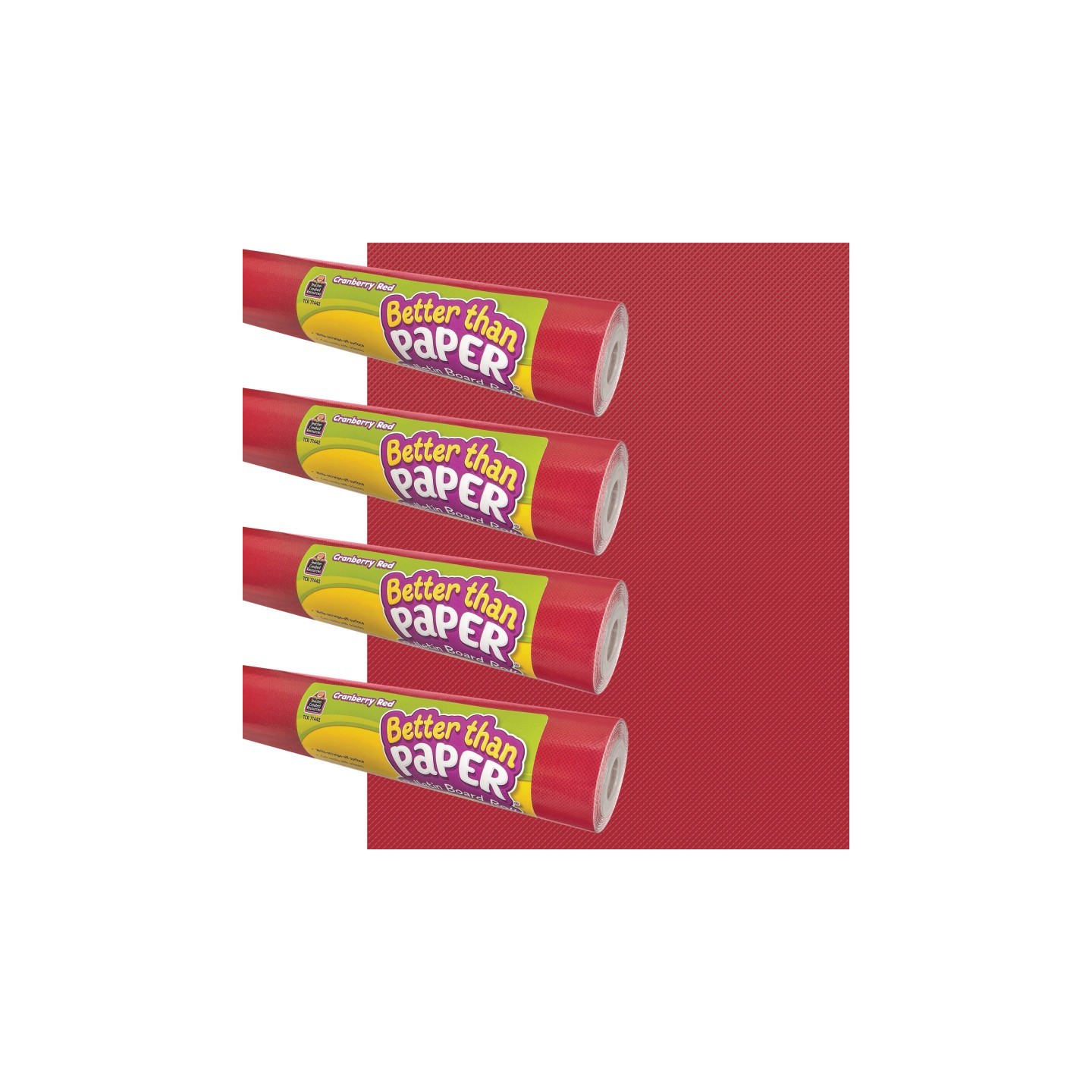 Teacher Created Resources® Better Than Paper® Bulletin Board Roll, 4' x 12', Cranberry Red, 4-Pack