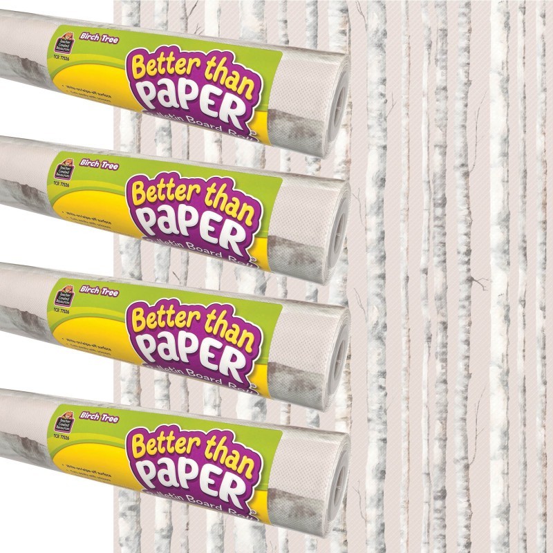 Teacher Created Resources® Better Than Paper® Bulletin Board Roll, 4' x 12', Birch Trees, 4-Pack