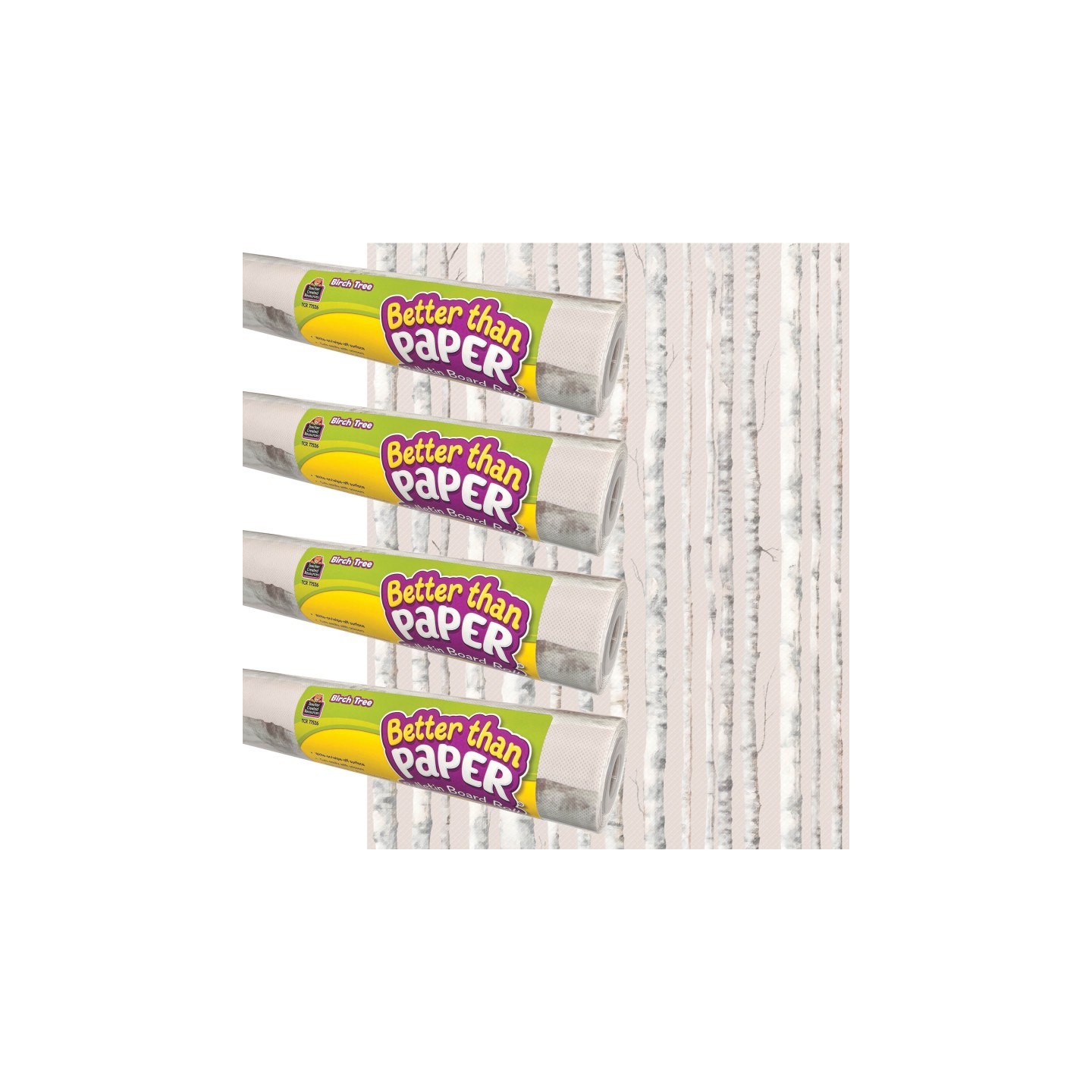 Teacher Created Resources® Better Than Paper® Bulletin Board Roll, 4' x 12', Birch Trees, 4-Pack