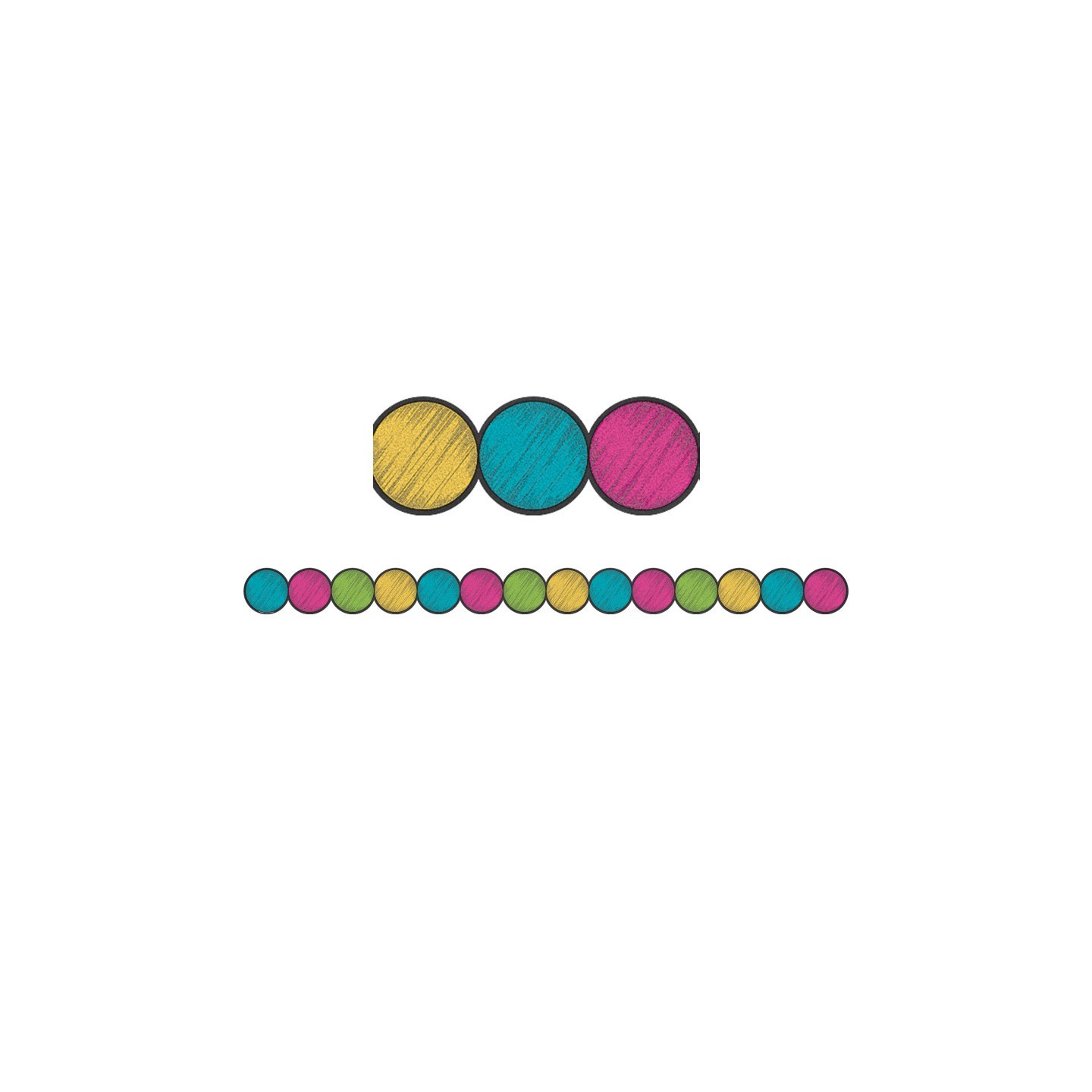 Teacher Created Resources® Chalkboard Brights Circles Die-Cut Border Trim, 35 Feet