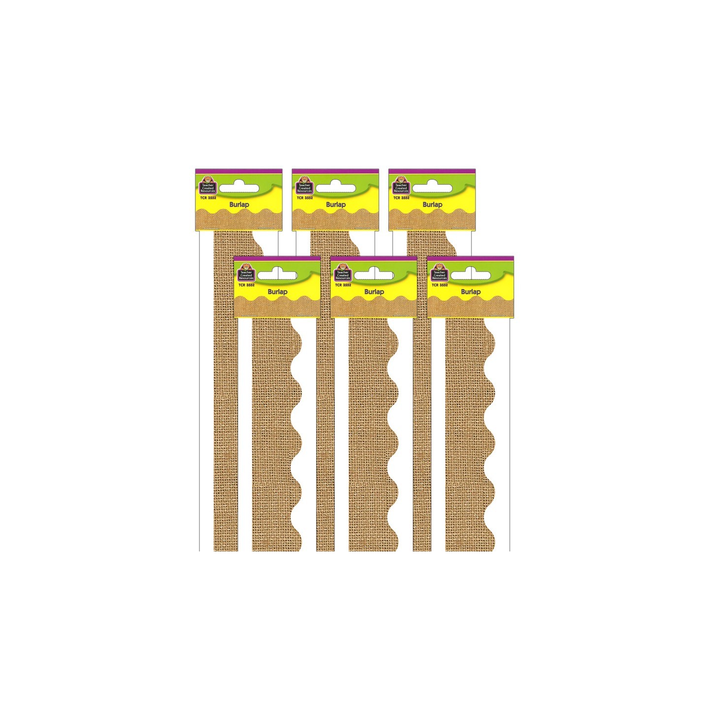 Teacher Created Resources® Burlap Design Scalloped Border Trim, 35 Feet Per Pack, 6 Packs