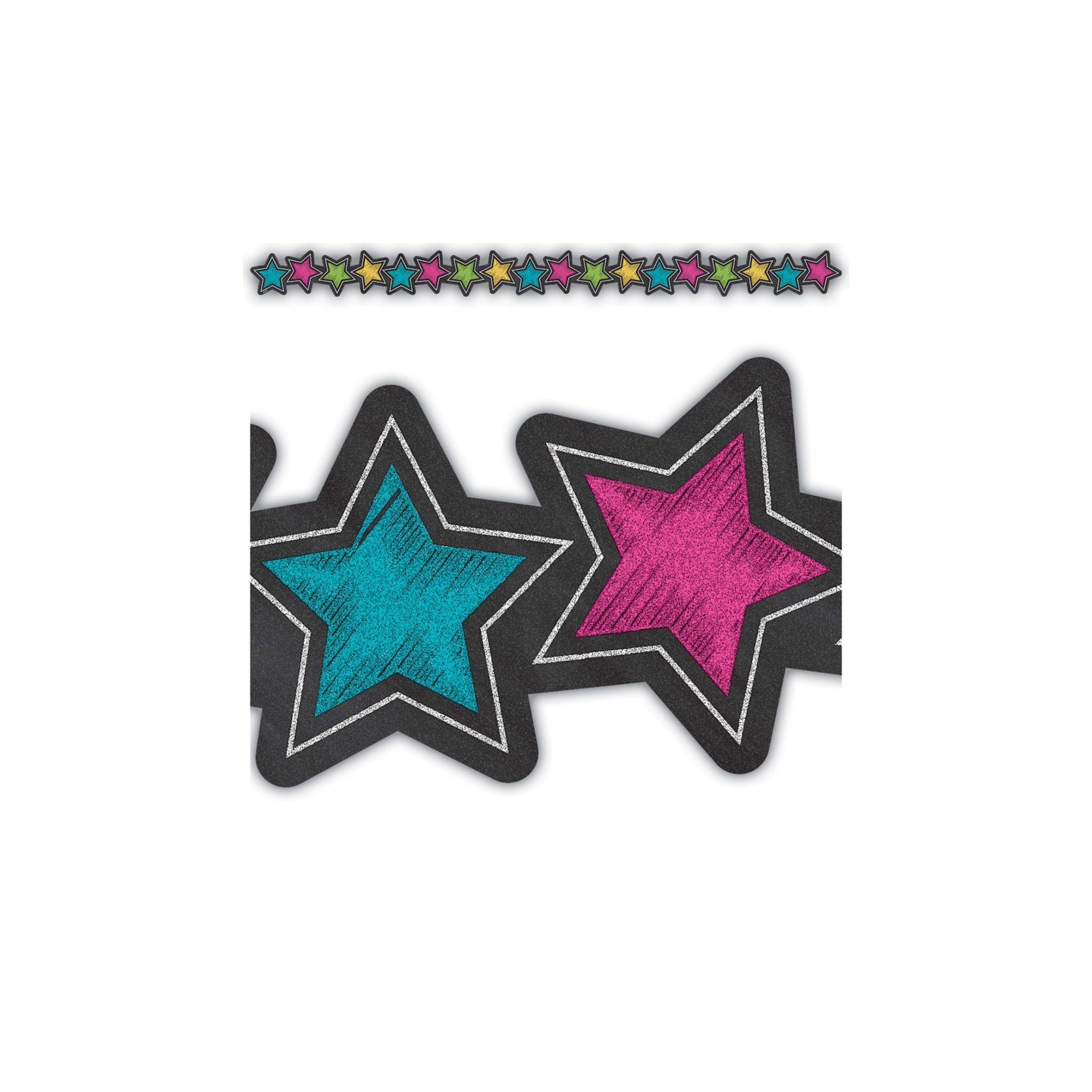 Teacher Created Resources® Chalkboard Brights Stars Die-Cut Border Trim, 35 Feet