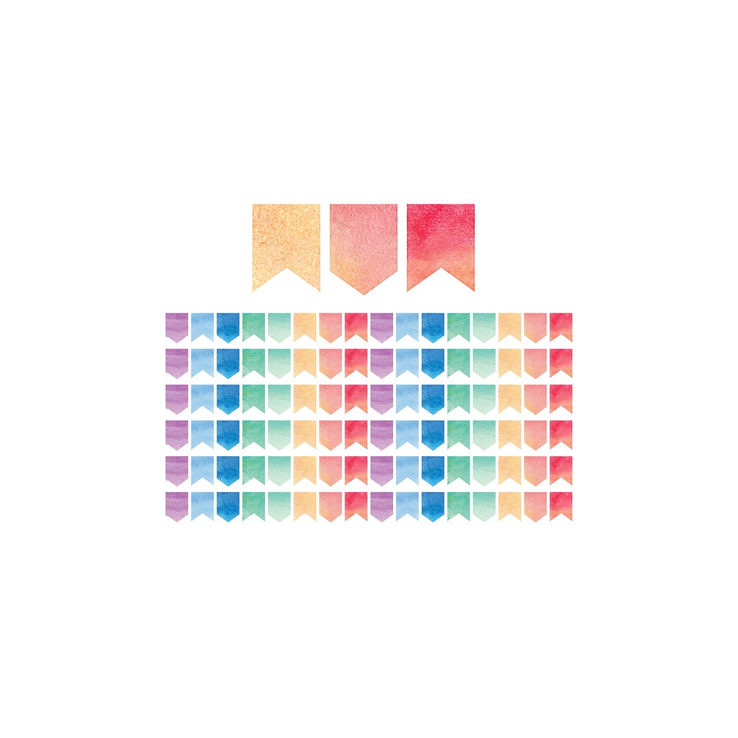 Teacher Created Resources® Watercolor Pennants Die-Cut Border Trim, 35 Feet Per Pack, 6 Packs