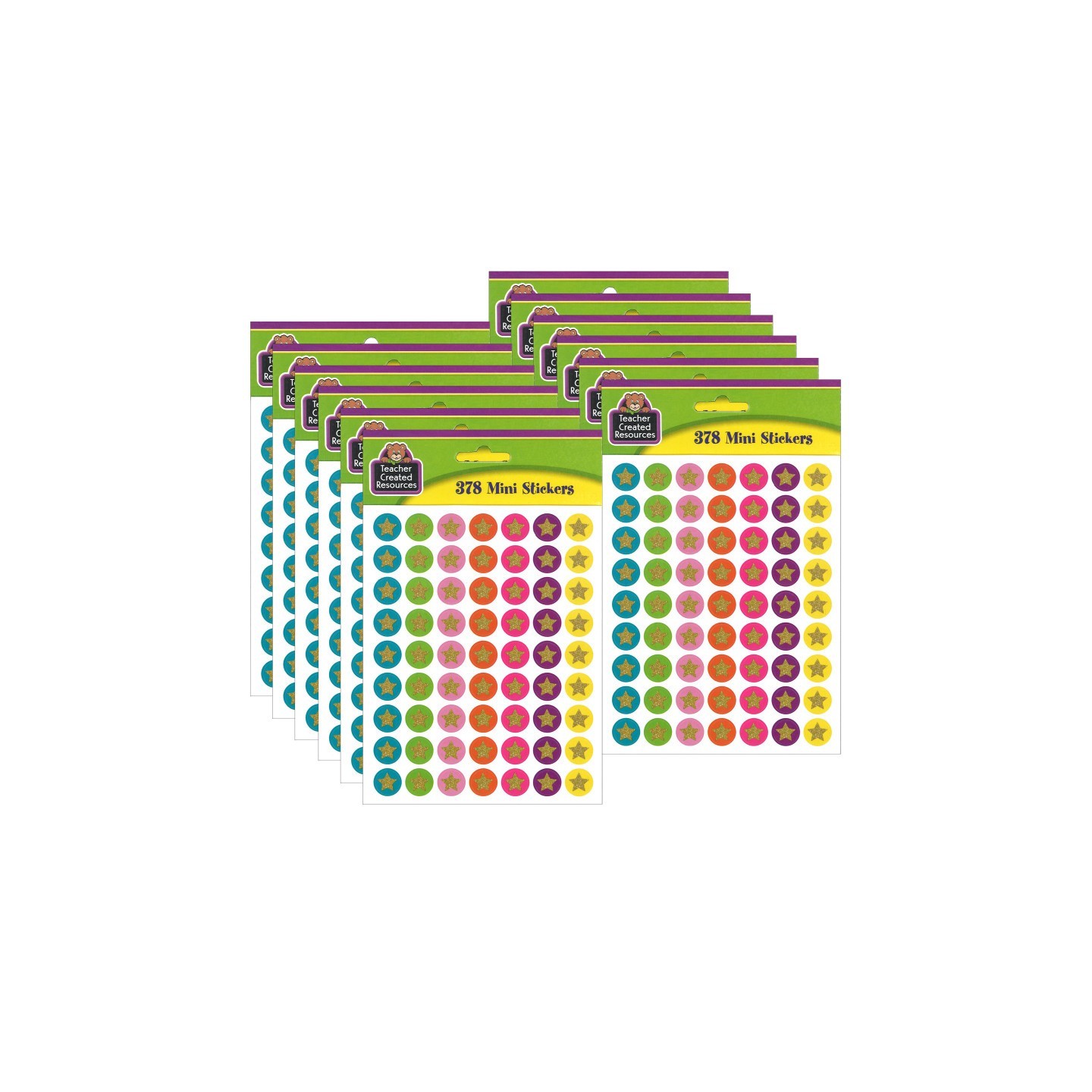 Teacher Created Resources® Confetti Stars Mini Stickers, 378 Per Pack, 12 Packs