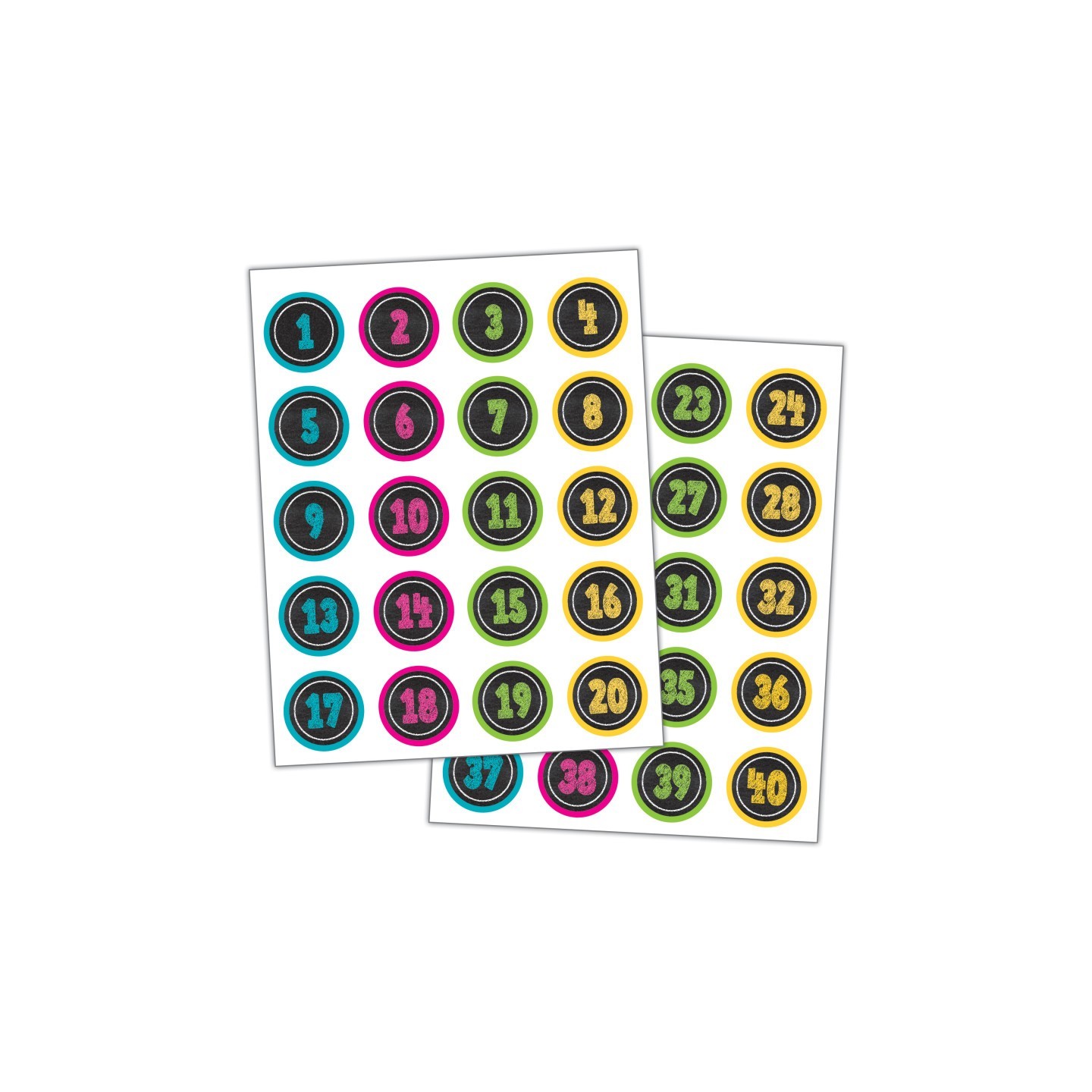 Teacher Created Resources® Chalkboard Brights Numbers Stickers, Pack of 120