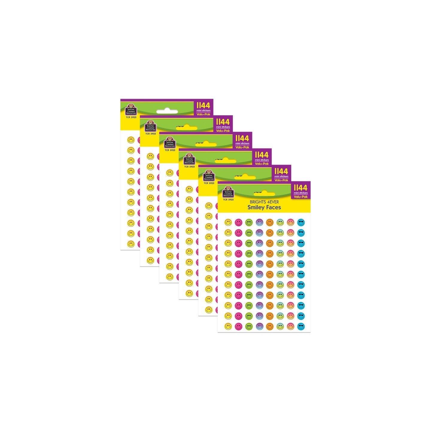 Teacher Created Resources® Brights 4Ever Smiley Faces Mini Stickers Valu-Pack, 1144 Per Pack, 6 Packs