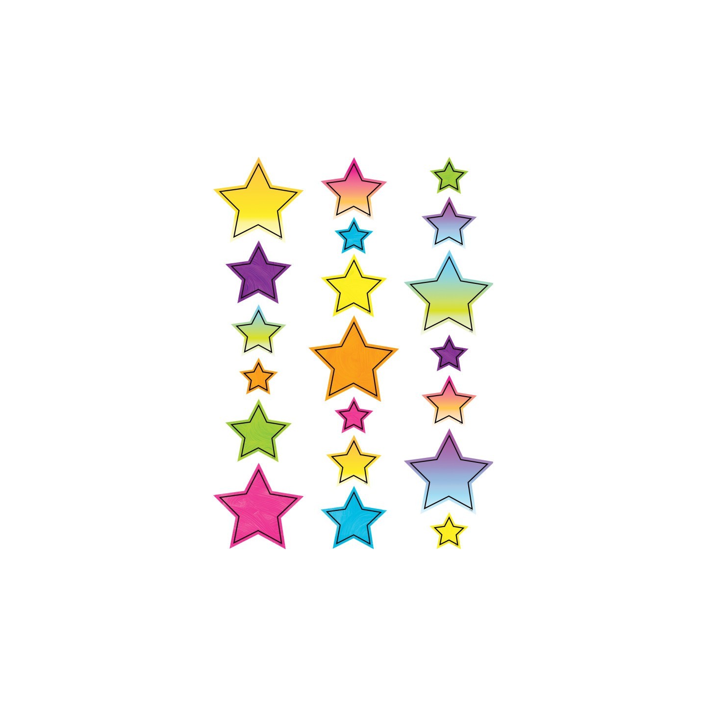 Teacher Created Resources® Brights 4Ever Star Accents, Assorted Sizes, 60 Per Pack, 3 Packs