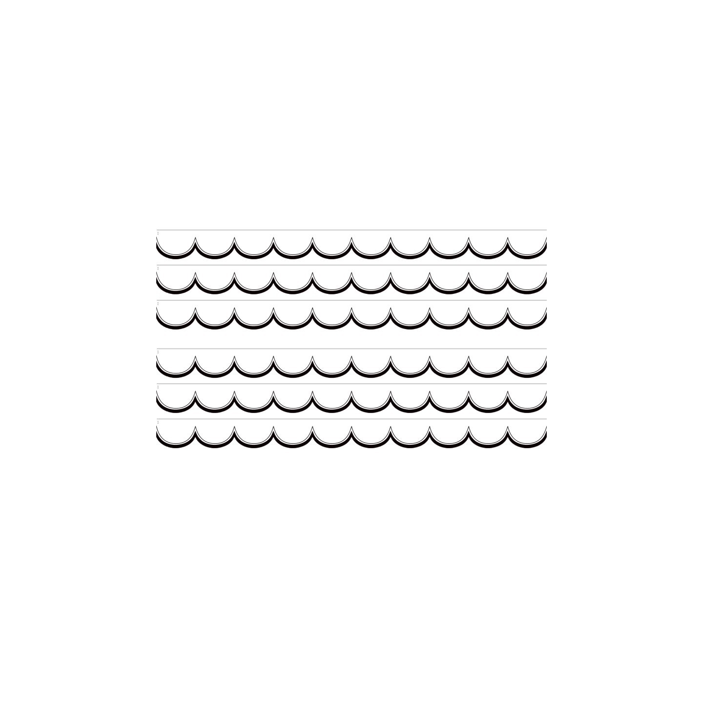 Teacher Created Resources® White with Black Scalloped Die-Cut Border Trim, 35 Feet Per Pack, 6 Packs