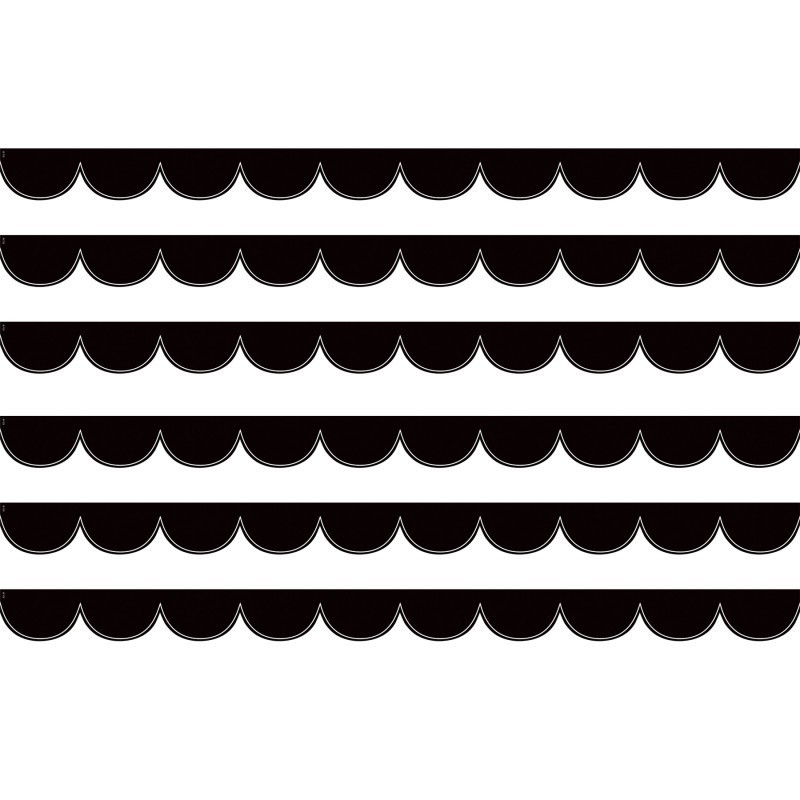 Teacher Created Resources® Black with White Scalloped Die-Cut Border Trim, 35 Feet Per Pack, 6 Packs