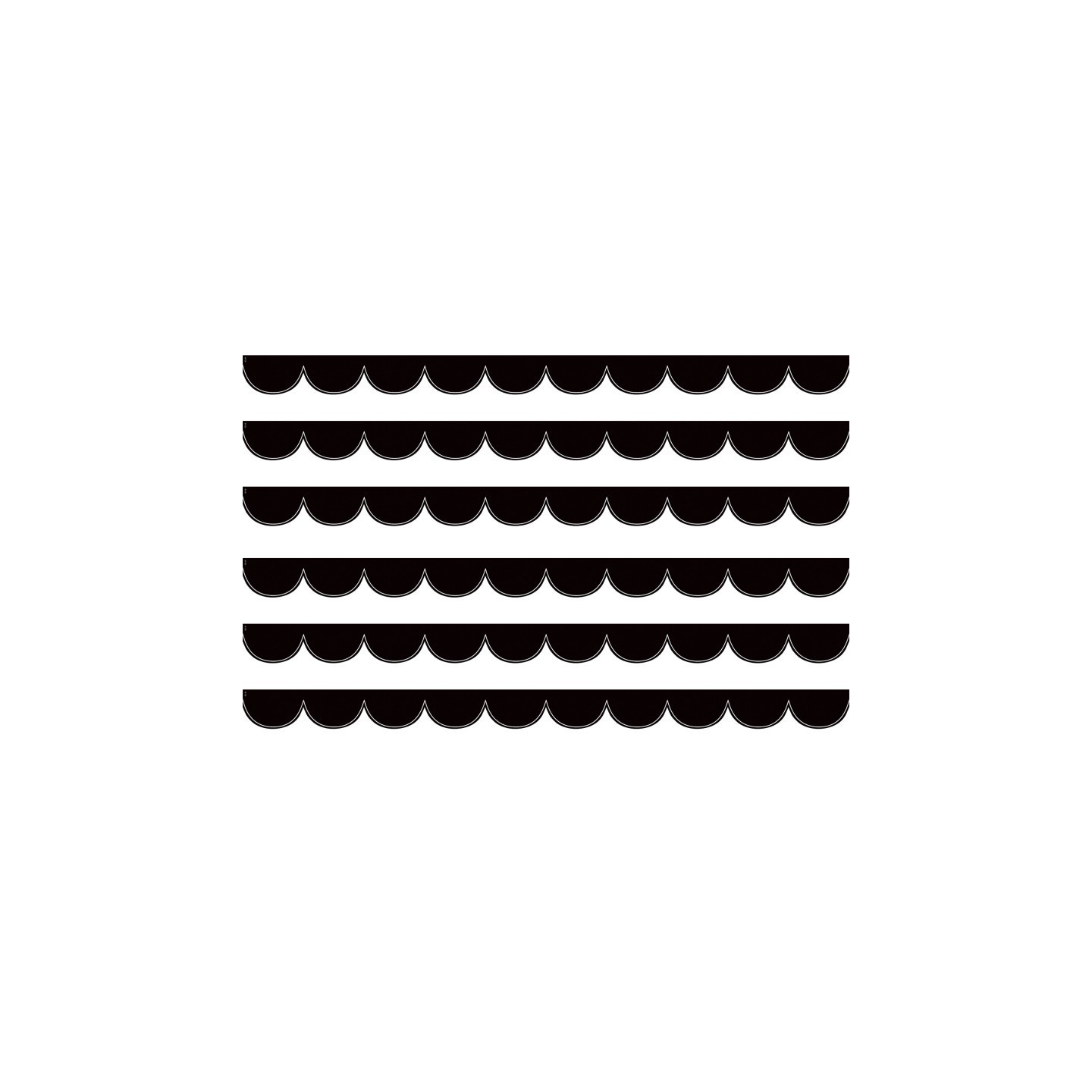 Teacher Created Resources® Black with White Scalloped Die-Cut Border Trim, 35 Feet Per Pack, 6 Packs