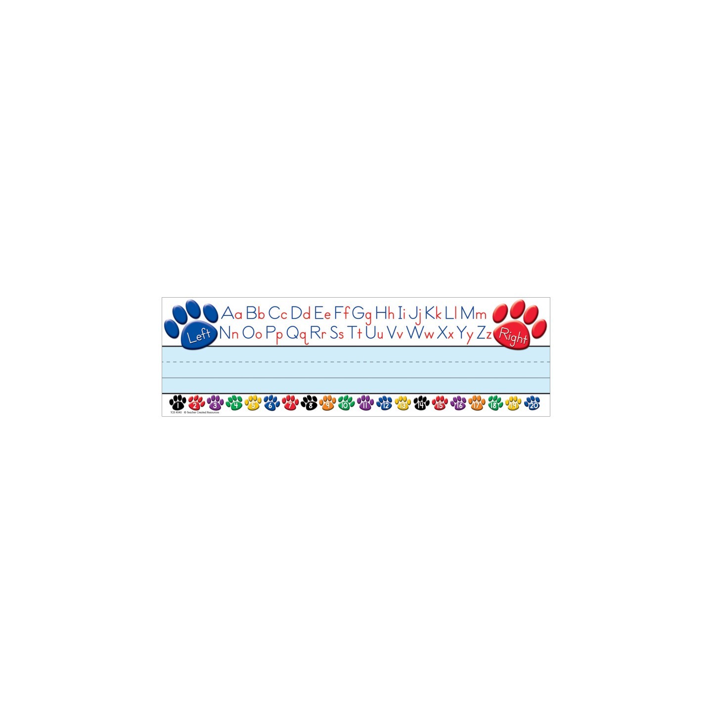 Teacher Created Resources® Colorful Paw Prints Left/Right Alphabet Name Plates, Pack of 36