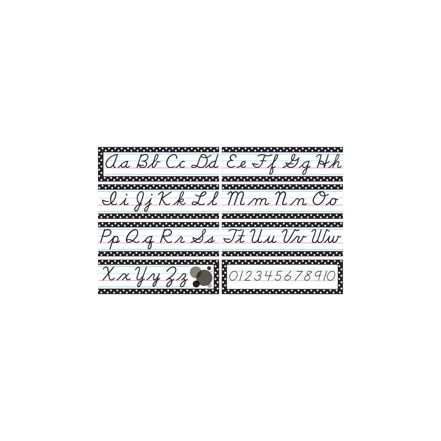 Teacher Created Resources® Black Polka Dots Cursive Mini Bulletin Board Set