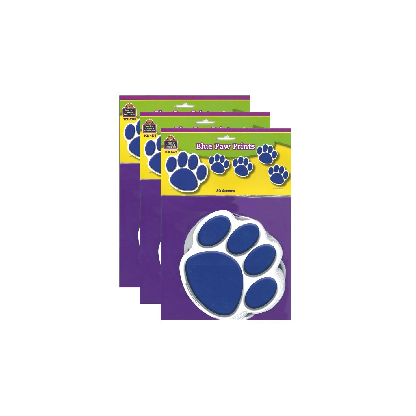 Teacher Created Resources® Blue Paw Prints Accents, 30 Per Pack, 3 Packs