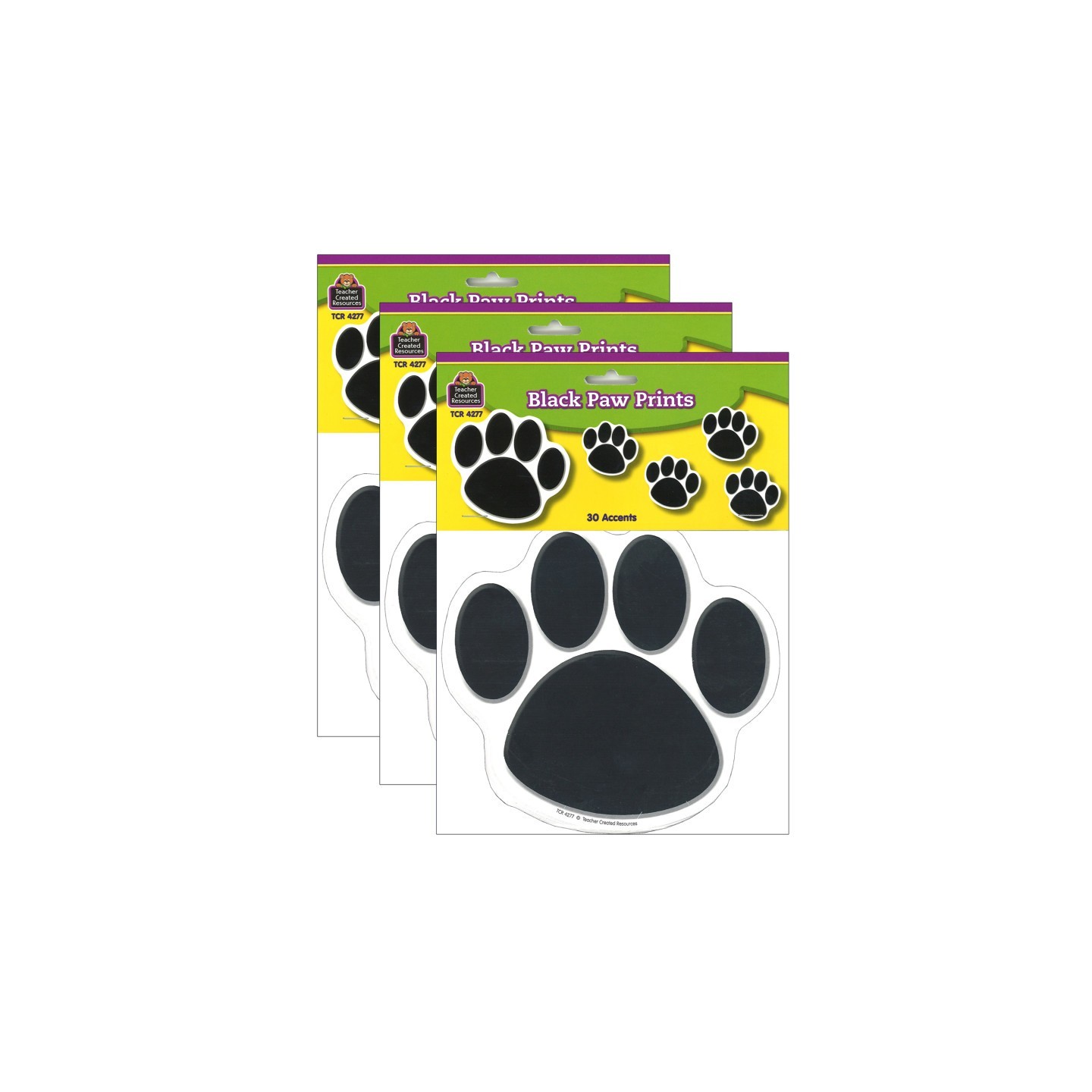 Teacher Created Resources® Black Paw Prints Accents, 30 Per Pack, 3 Packs