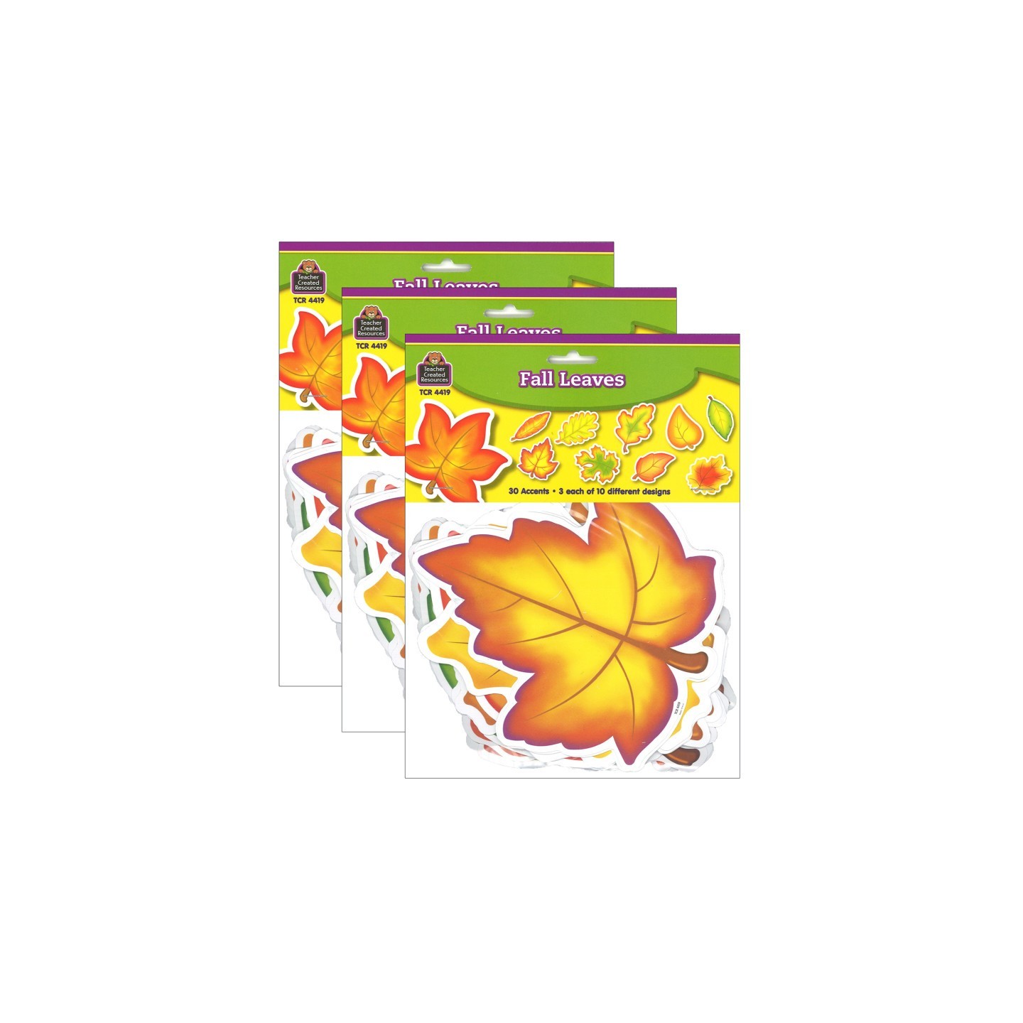 Teacher Created Resources® Fall Leaves Accents, 30 Per Pack, 3 Packs