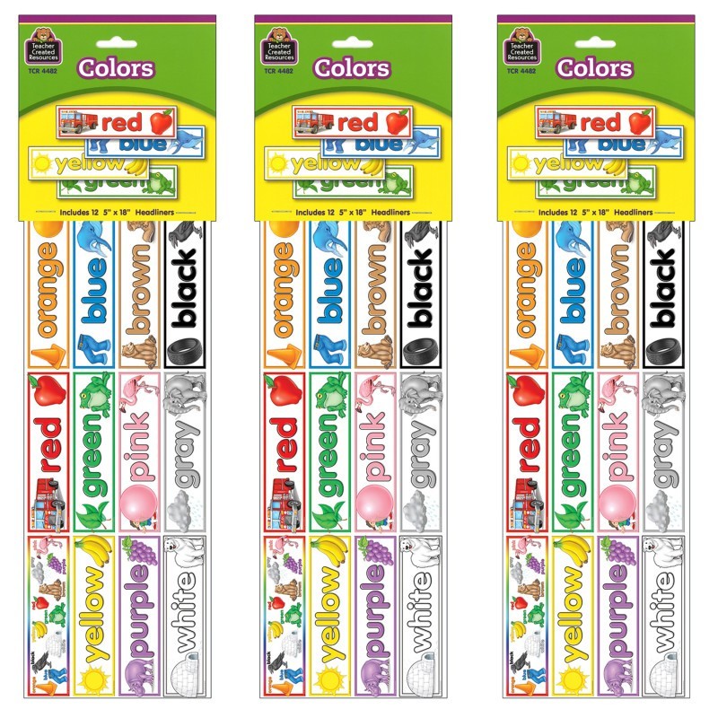 Teacher Created Resources® Colors Headliners, 12 Per Pack, 3 Packs