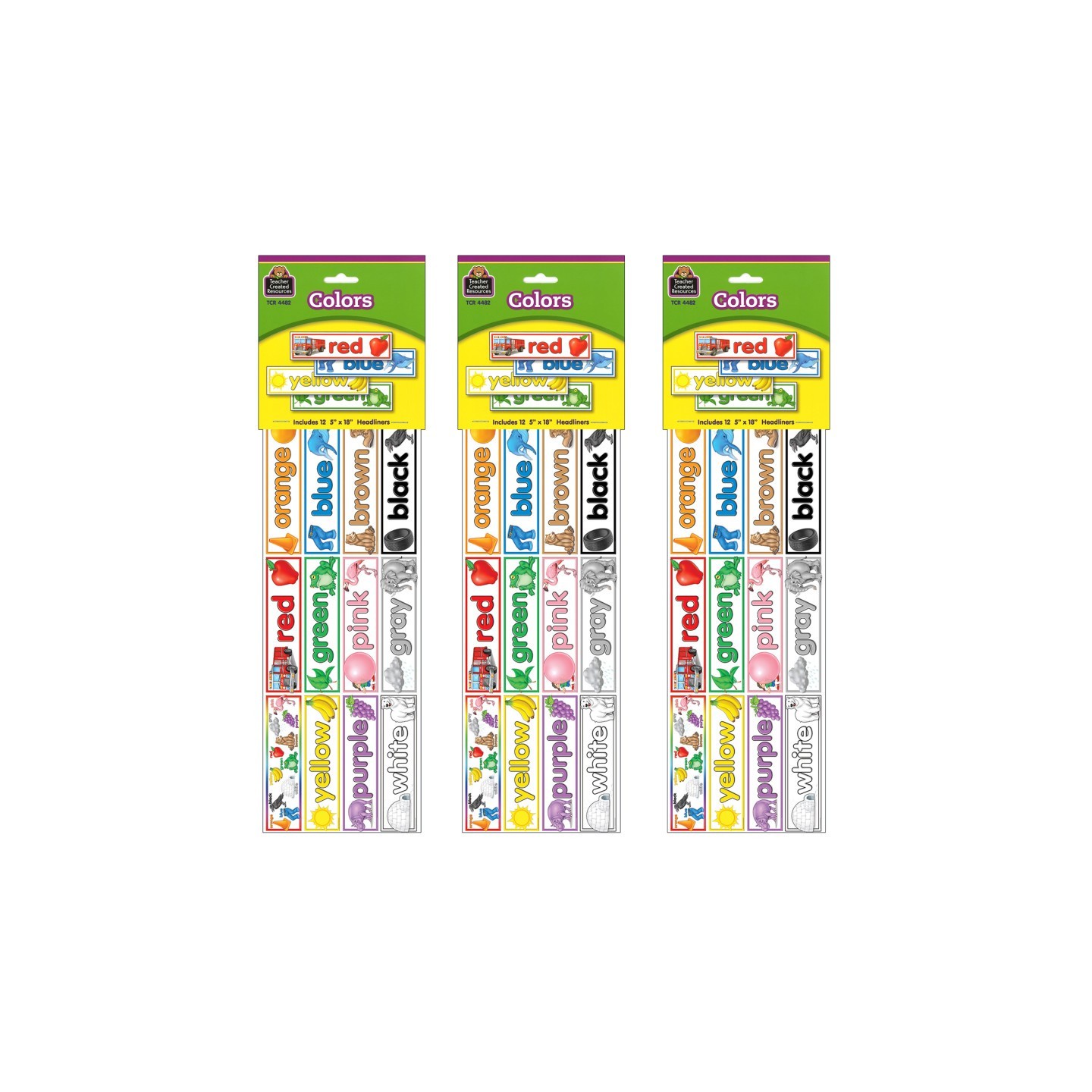 Teacher Created Resources® Colors Headliners, 12 Per Pack, 3 Packs