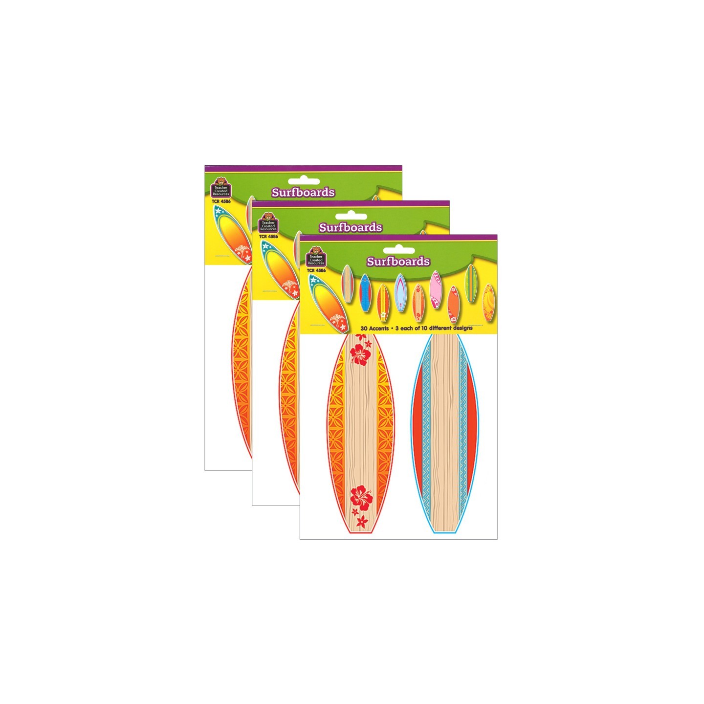 Teacher Created Resources® Surfboards Accents, 30 Per Pack, 3 Packs