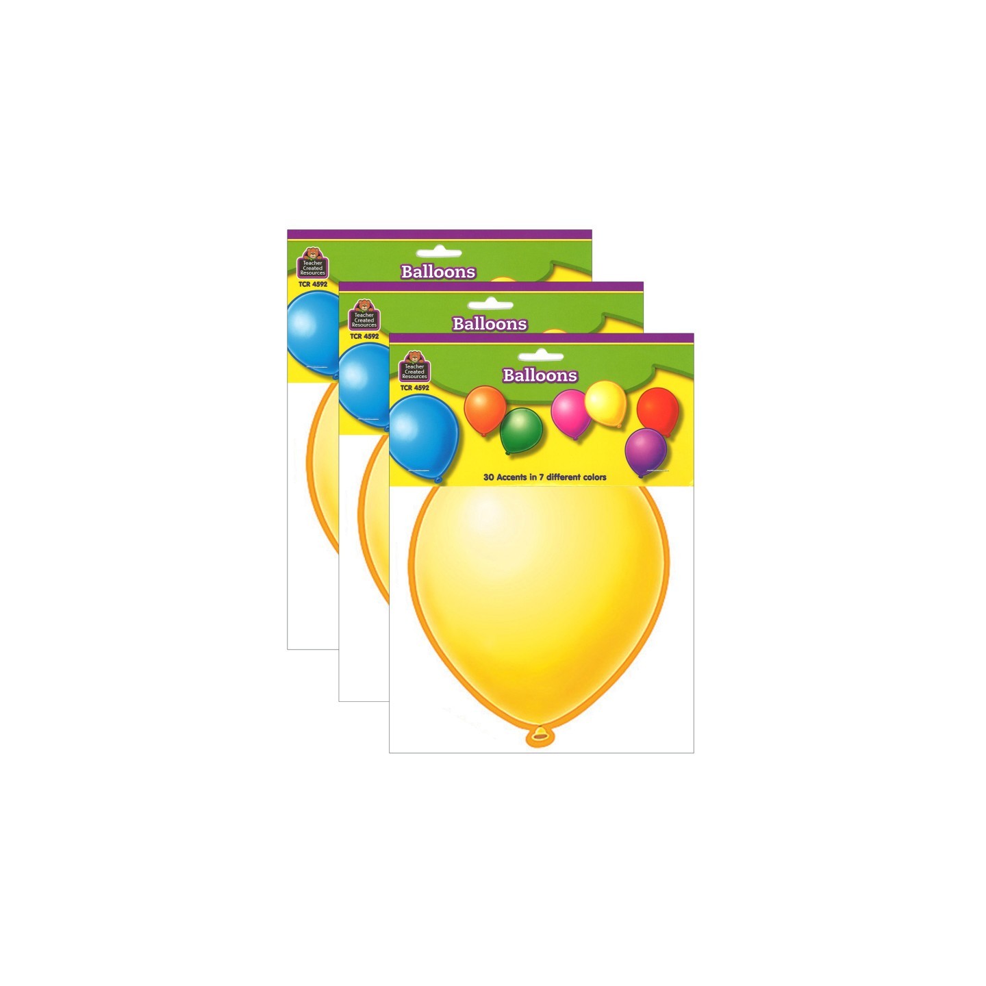 Teacher Created Resources® Balloons Accents, 30 Per Pack, 3 Packs