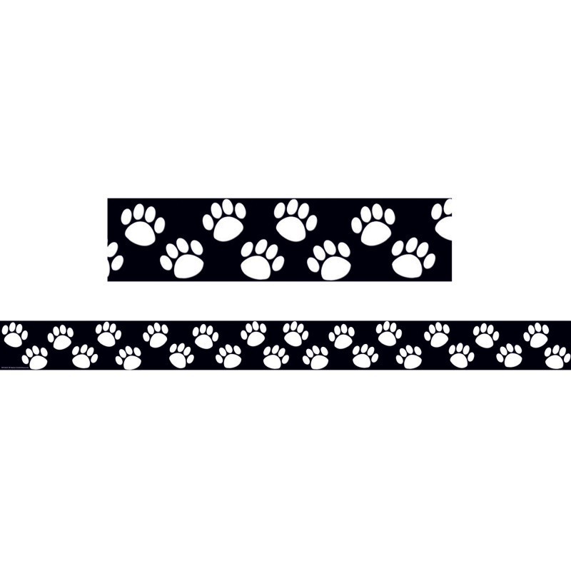 Teacher Created Resources® Black with White Paw Prints Straight Border Trim, 35 Feet