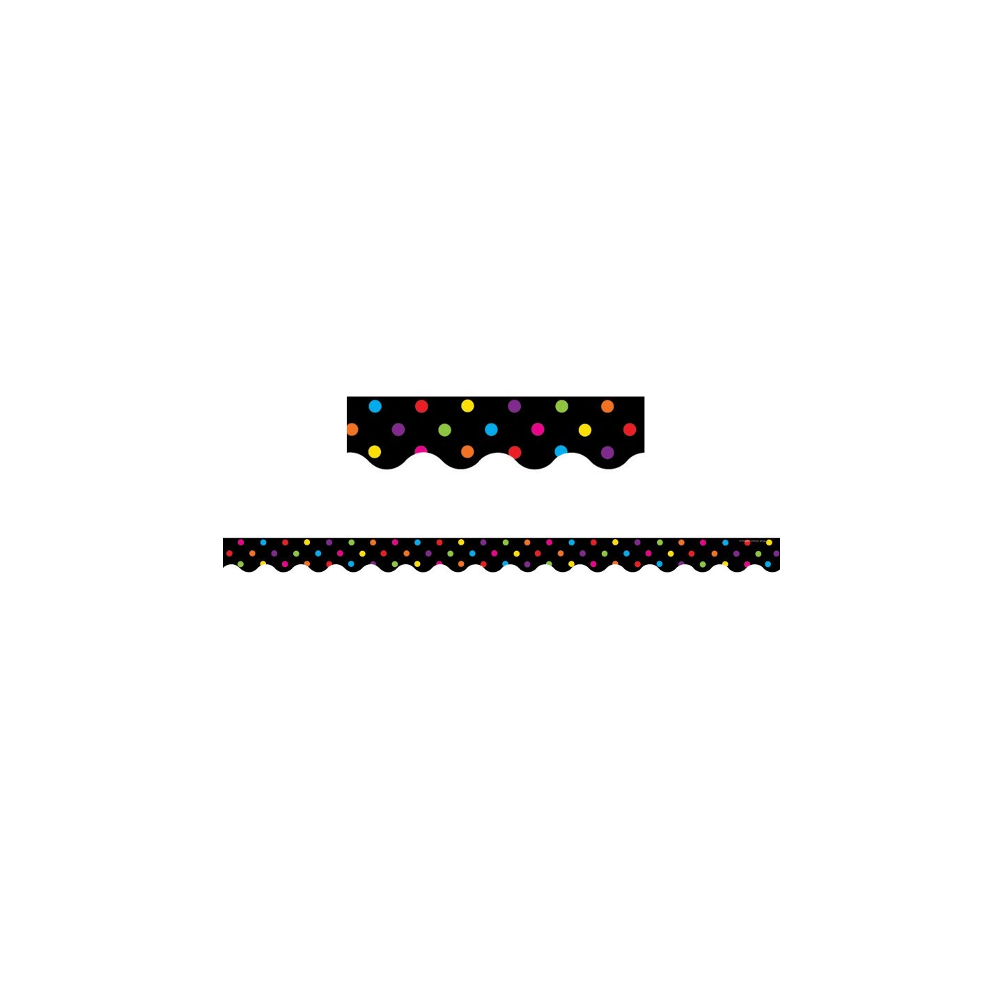 Teacher Created Resources® Multicolor Dots on Black Scalloped Border Trim, 35 Feet