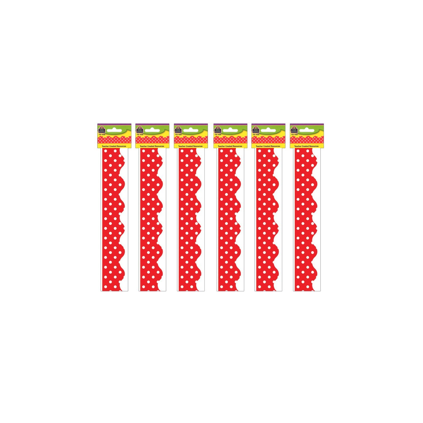 Teacher Created Resources® Red Mini Polka Dots Border Trim, 35 Feet Per Pack, 6 Packs